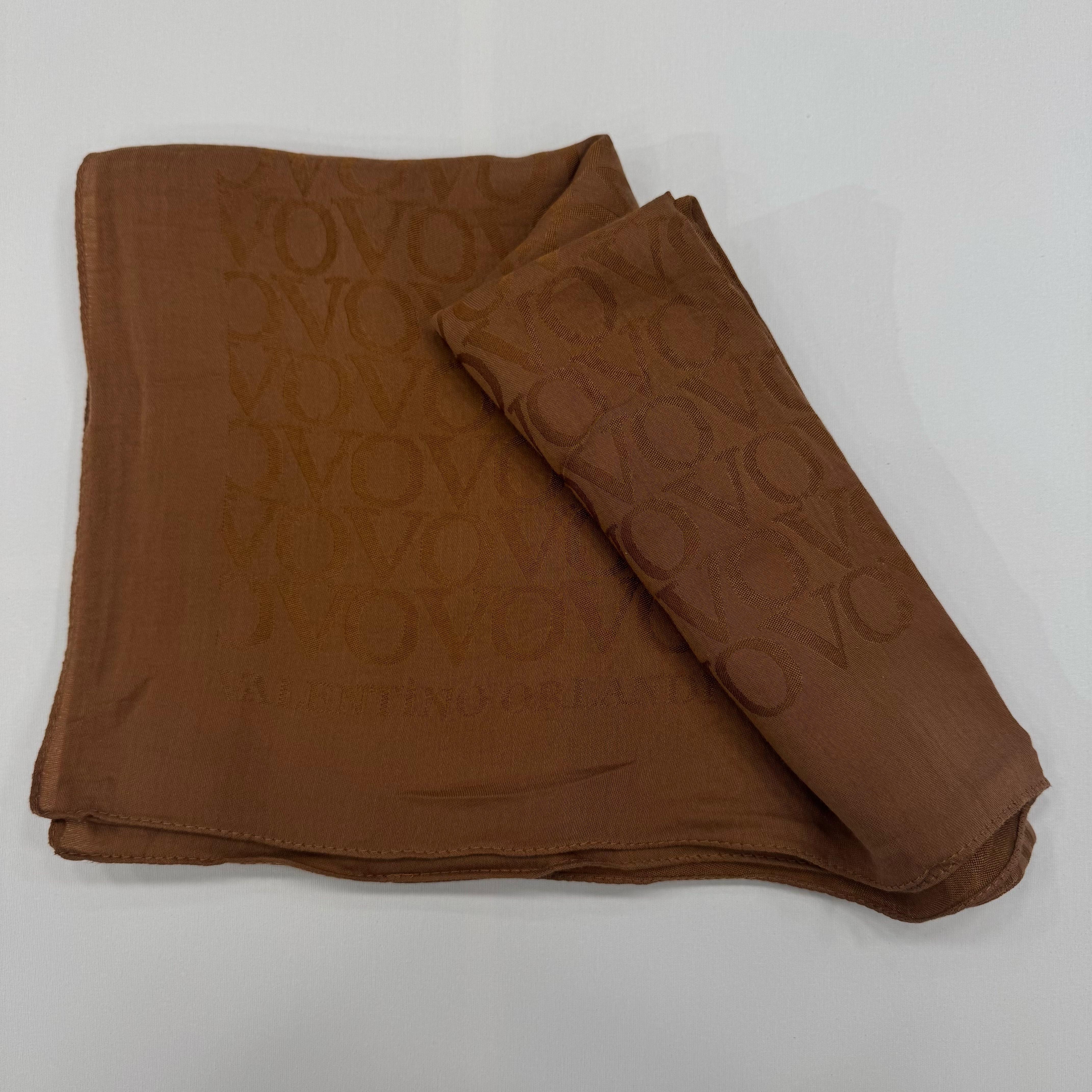 Valentino Orlandi Jakarlı Monogram Şal  27042025-Çikolata