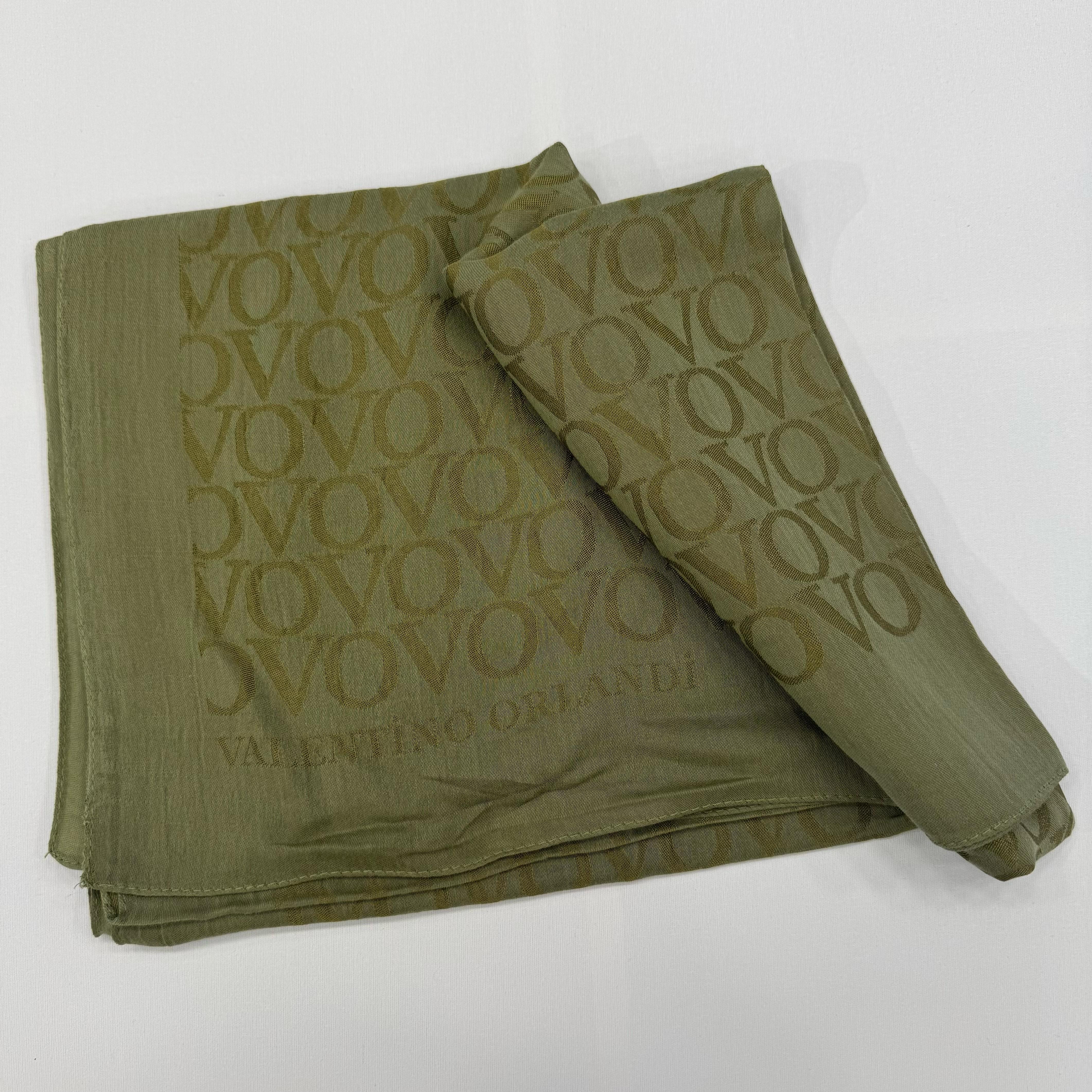 Valentino Orlandi Jakarlı Monogram Şal  27042025-Haki Yeşili