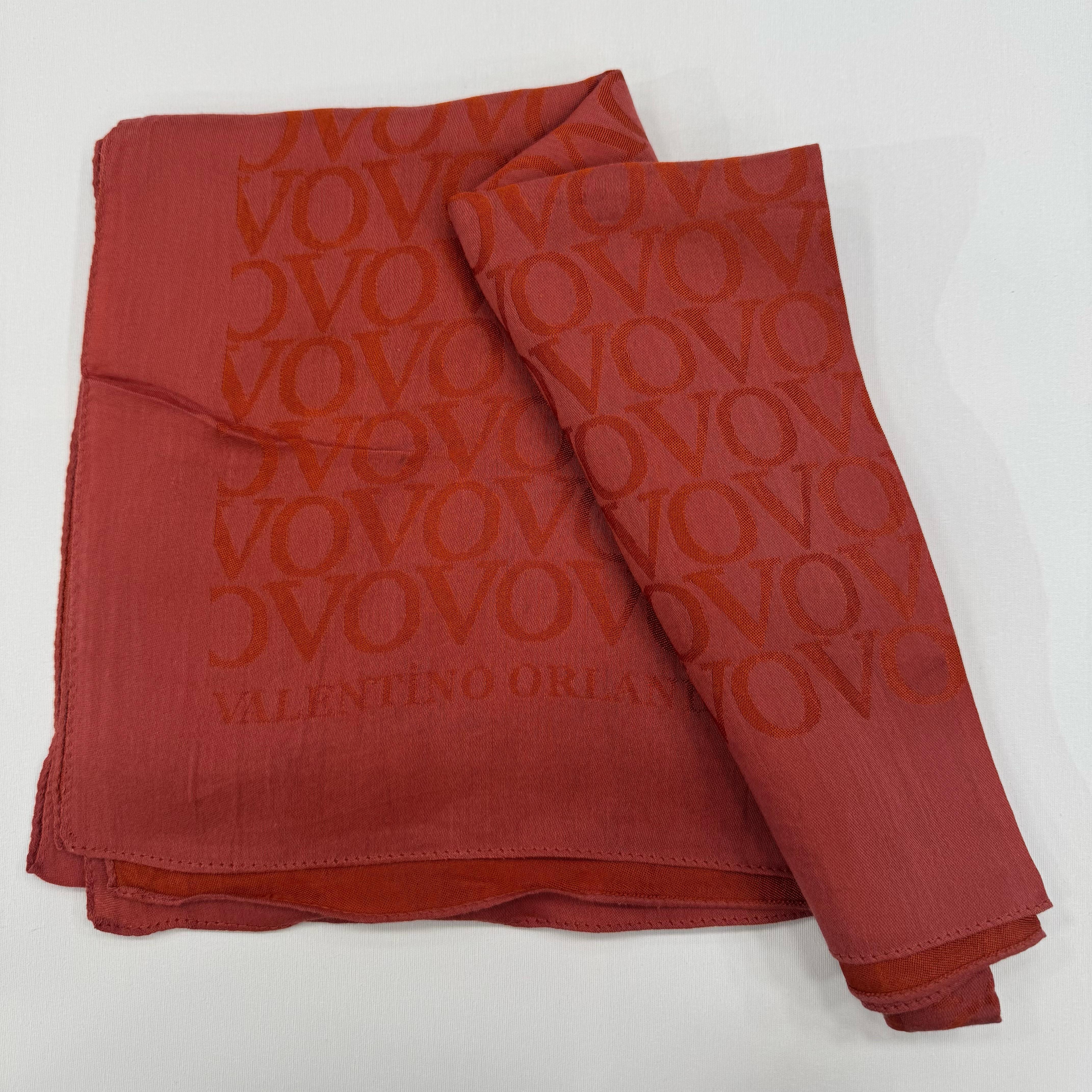 Valentino Orlandi Jakarlı Monogram Şal  27042025-Kırmızı