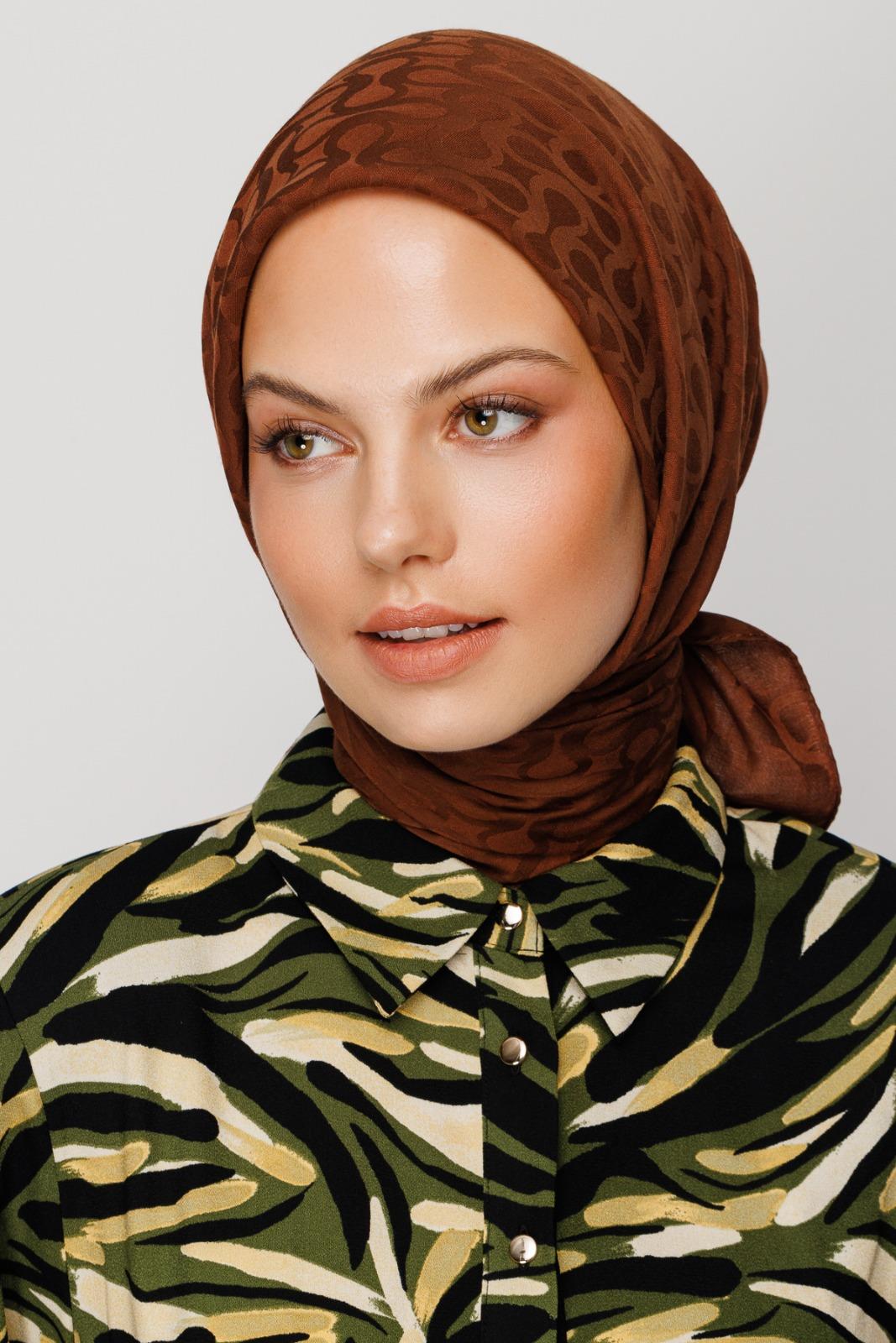 Valor Bloom Desen Eşarp 2479-Çikolata