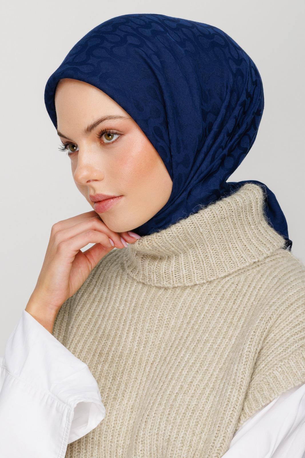 Valor Bloom Desen Eşarp 2479-Lacivert
