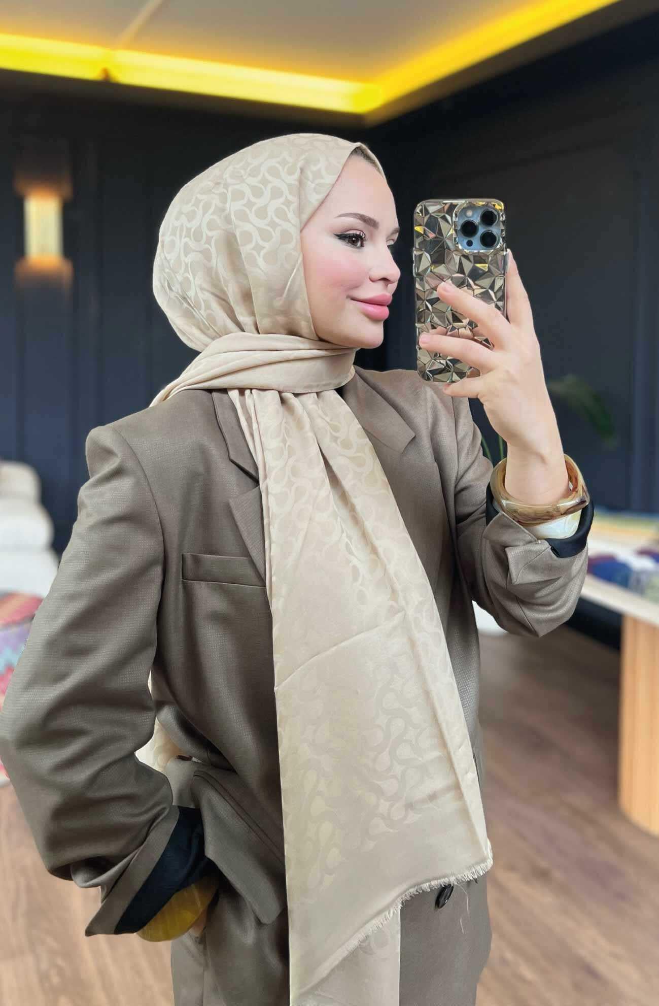 Valor Bloom Desen Şal 2470-Latte