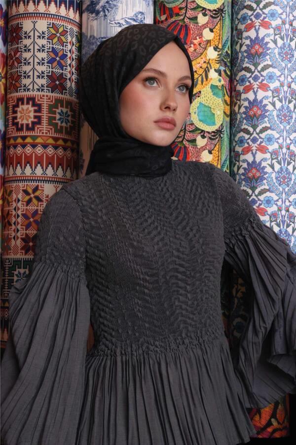 Valor Scarf Leopar Desen Şal 2657-Antrasit