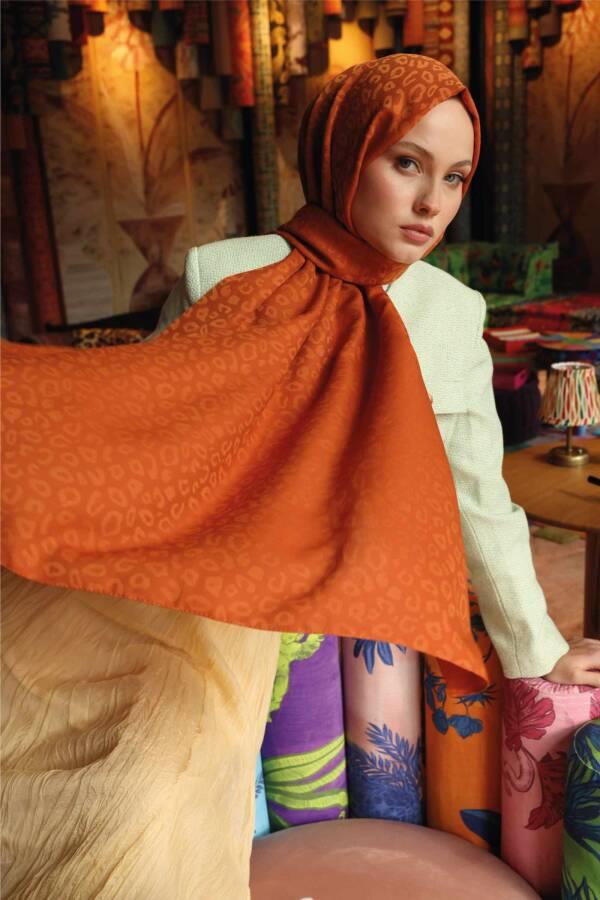 Valor Scarf Leopar Desen Şal 2657-Mandalin