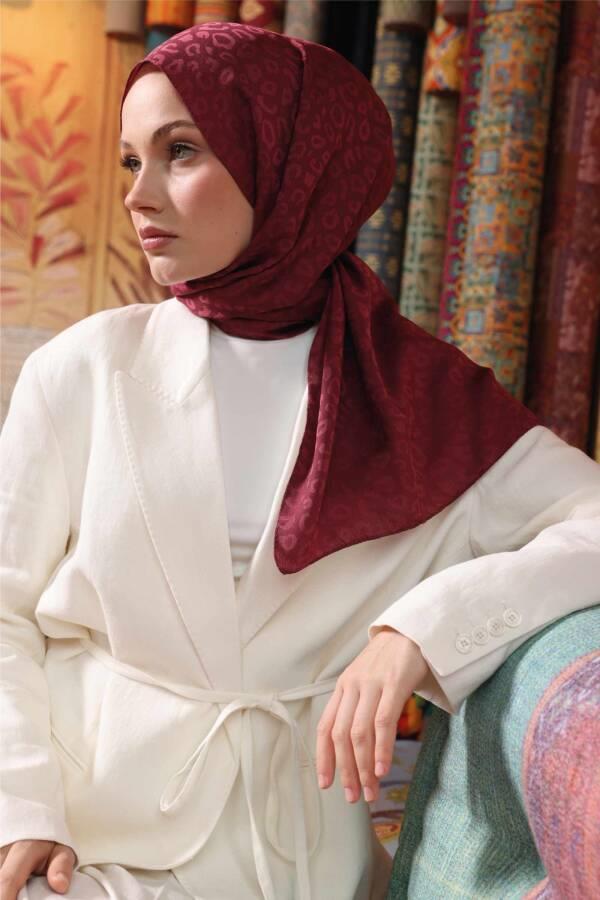 Valor Scarf Leopar Desen Şal 2657-Mürdüm