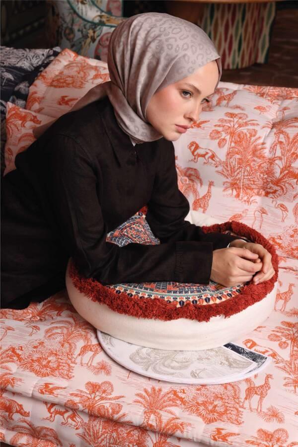 Valor Scarf Leopar Desen Şal 2657-Taş