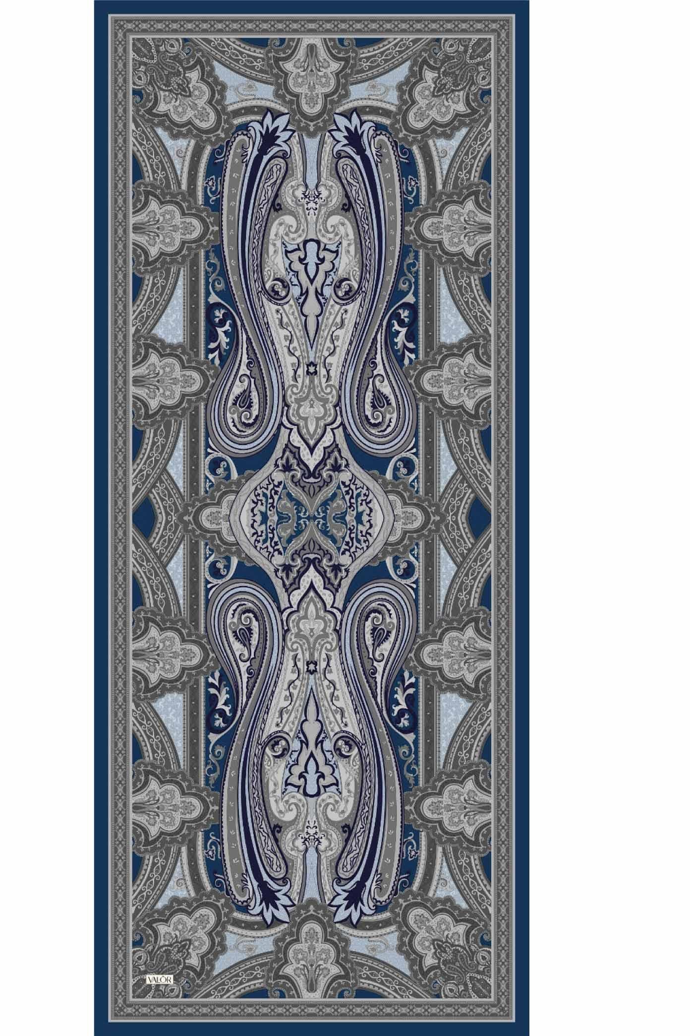 Valor Scarf Vintage Breeze Retro Desen Şal 2524-Okyanus