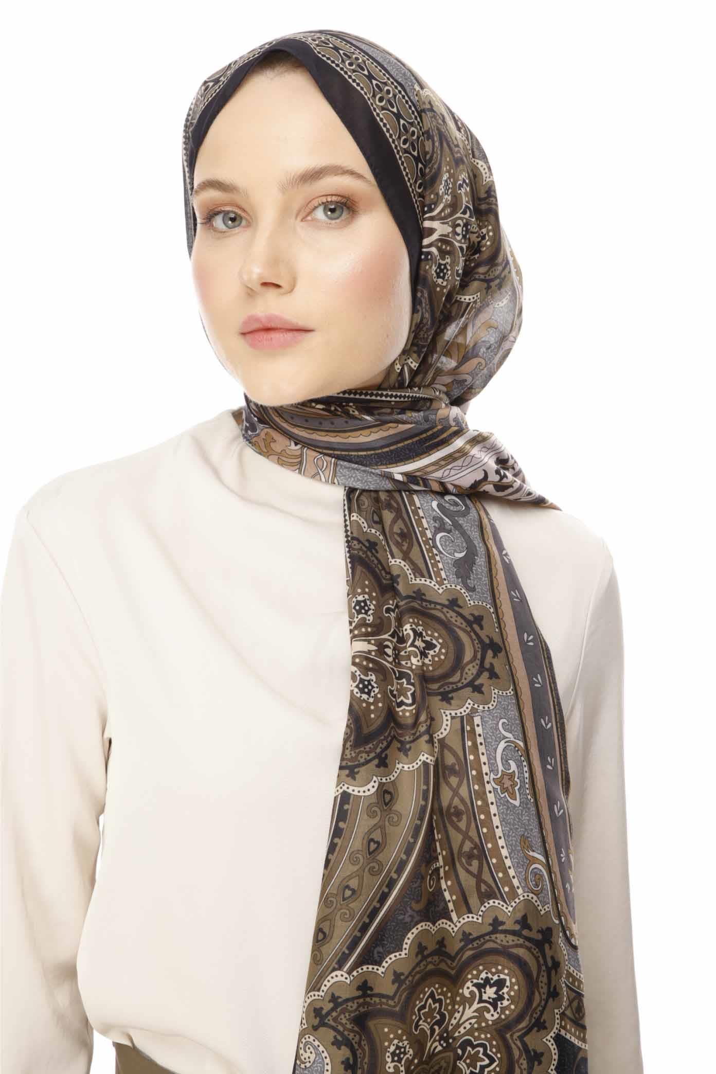 Valor Scarf Vintage Breeze Retro Desen Şal 2524-Bakır