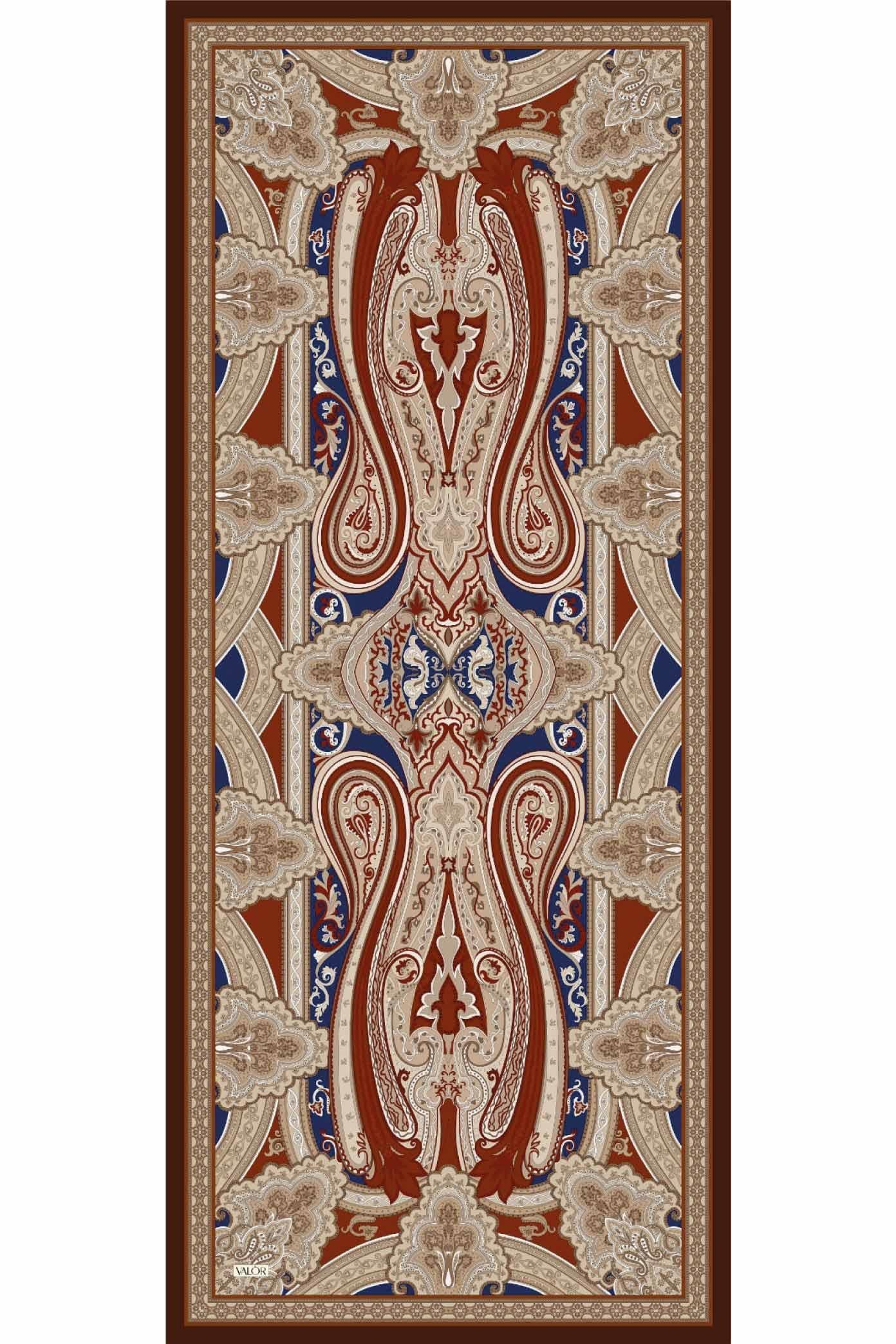 Valor Scarf Vintage Breeze Retro Desen Şal 2524-Bitter