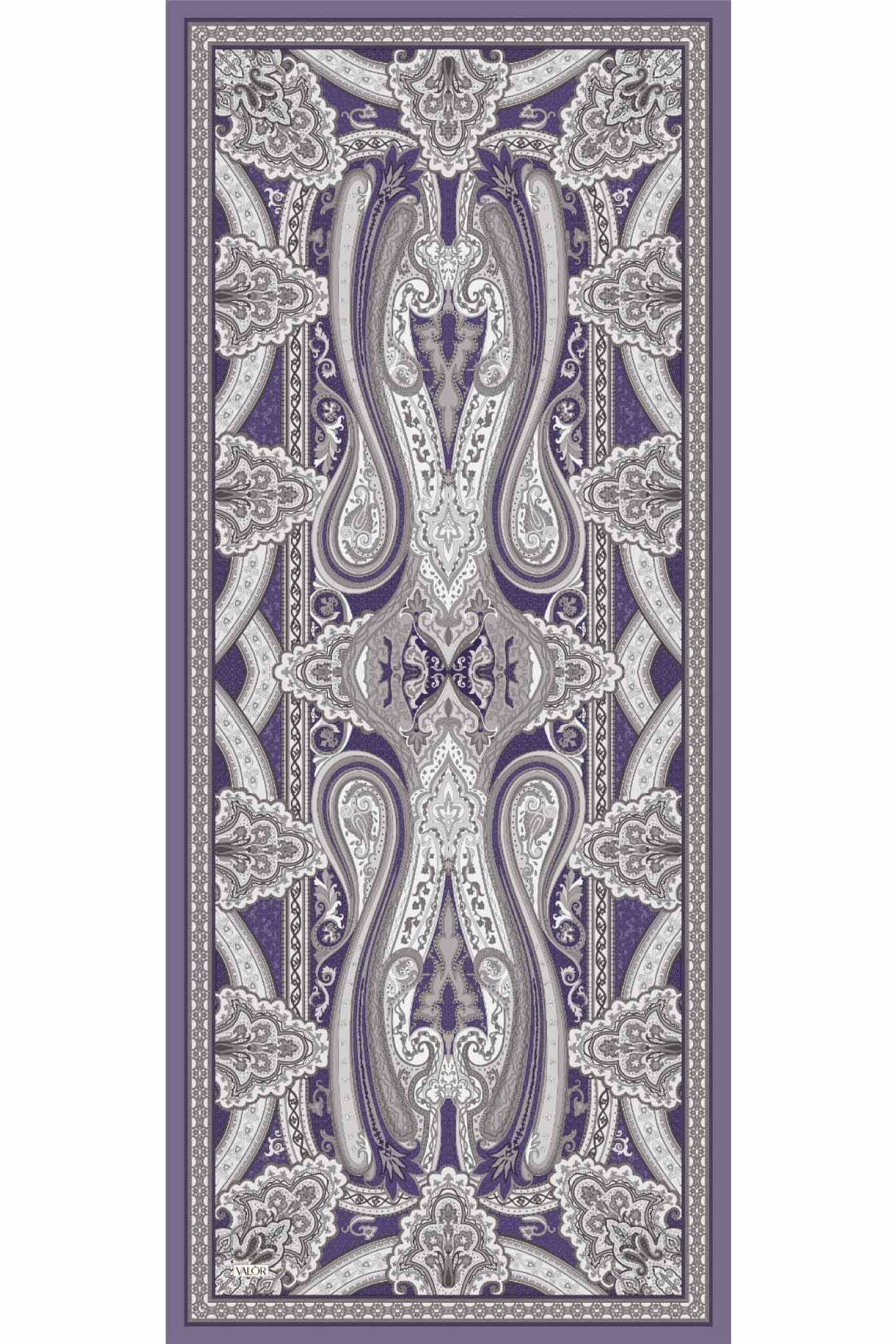 Valor Scarf Vintage Breeze Retro Desen Şal 2524-Lavanta