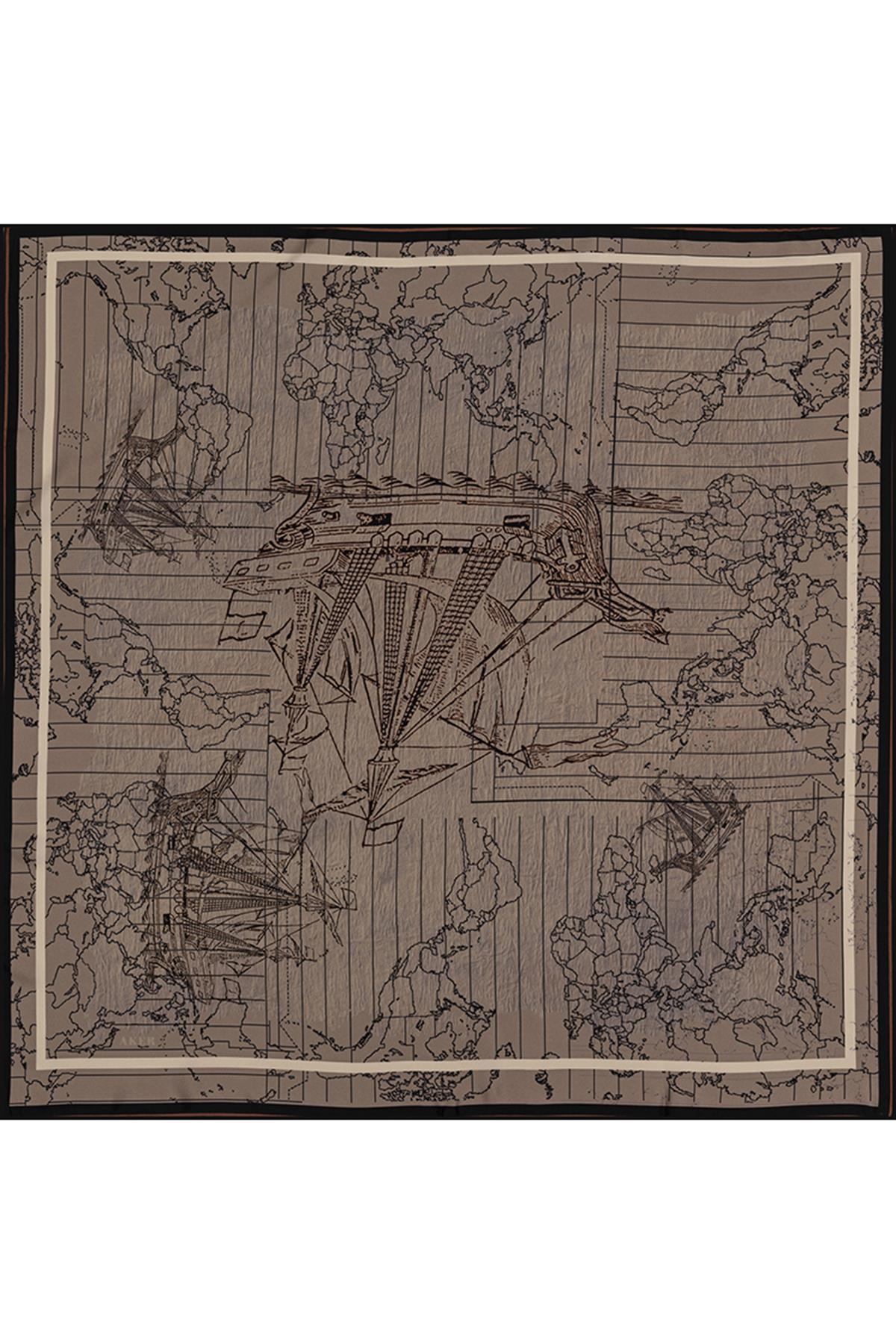 Aker Bosphorus Çift Taraflı Tivil İpek Eşarp  8812712-914