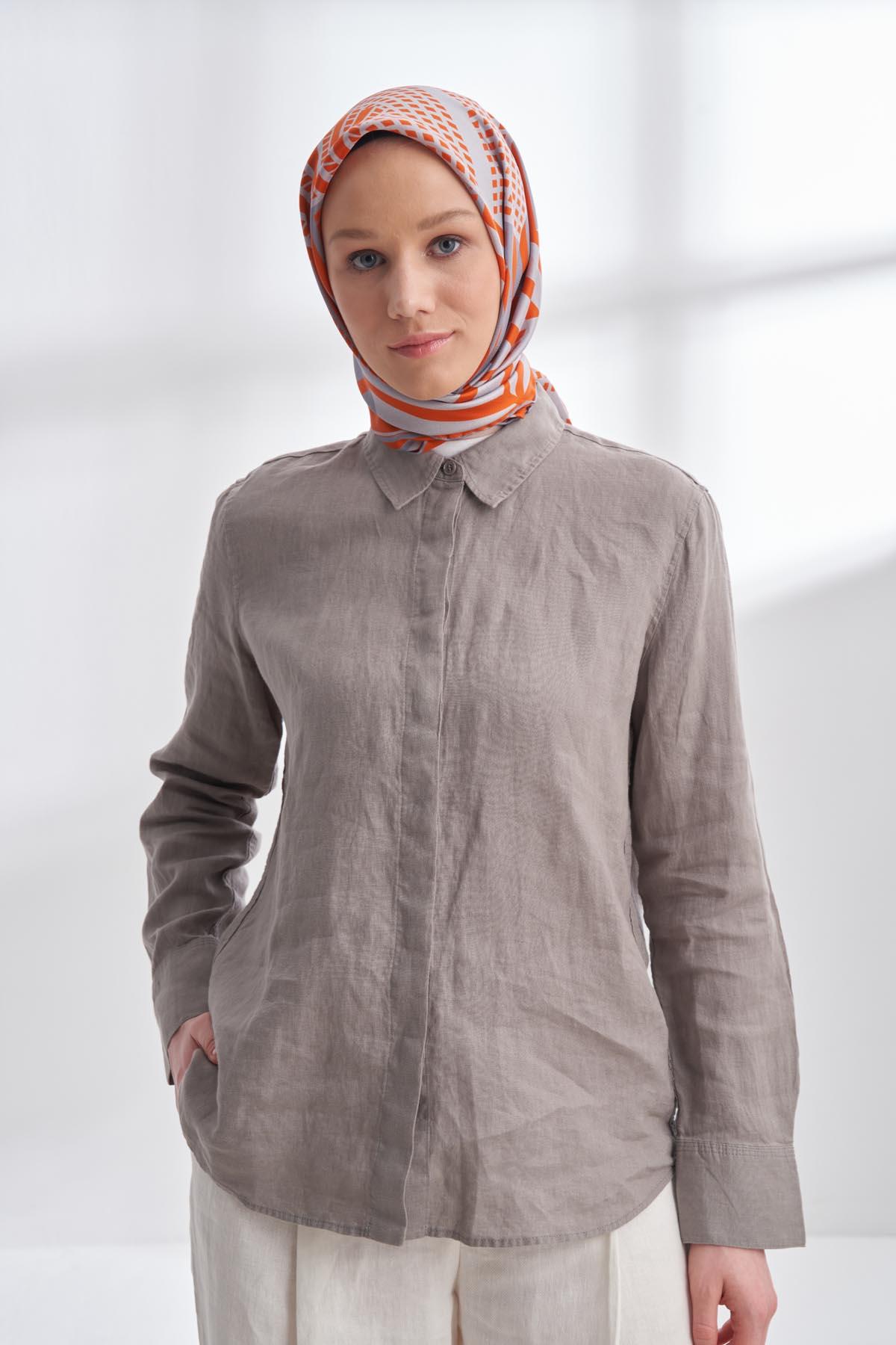 Armanda Archway Desen Tivil İpek Eşarp 4302-Orange