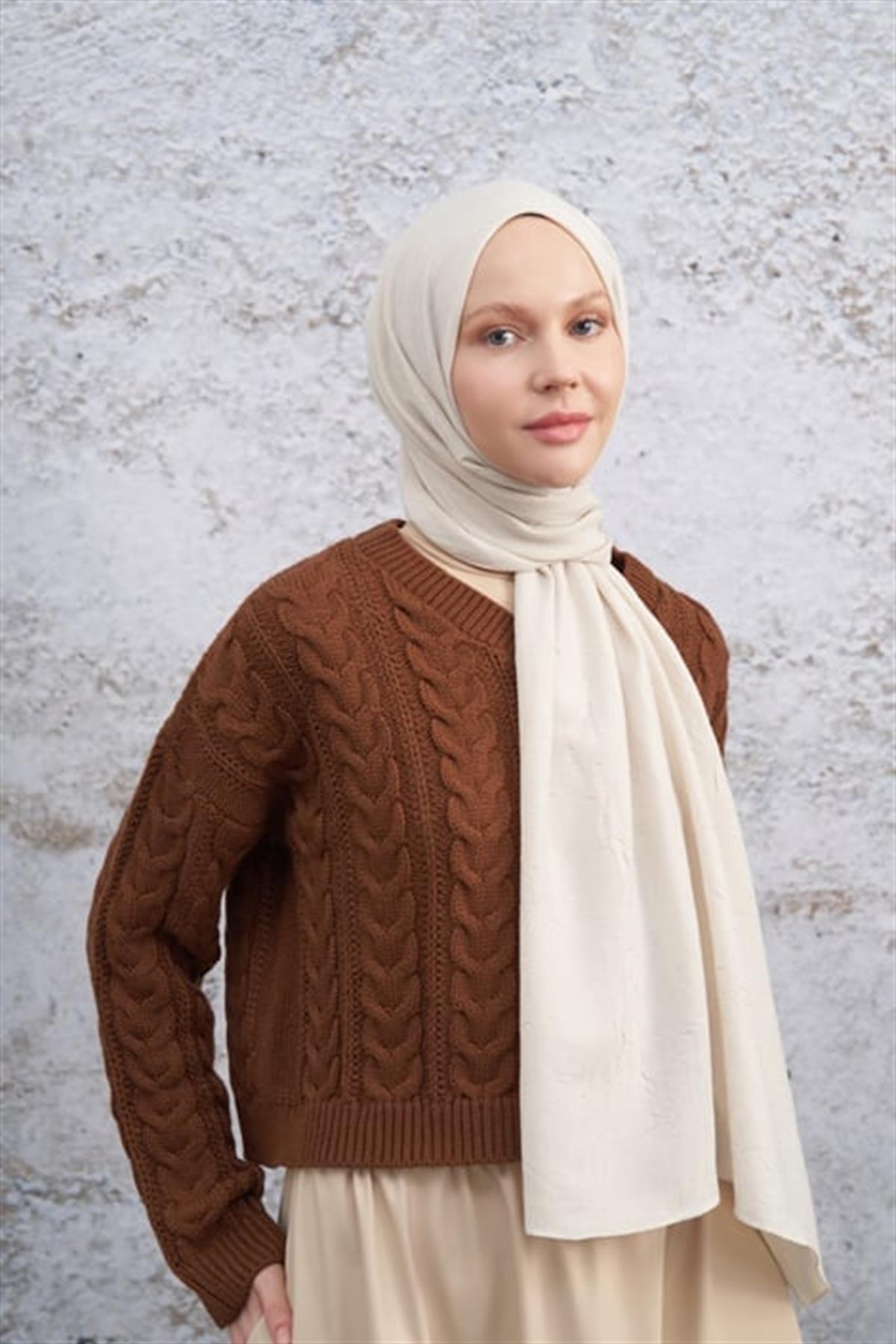 Armanda Bambu Kraş Şal 3285-Açık Bej