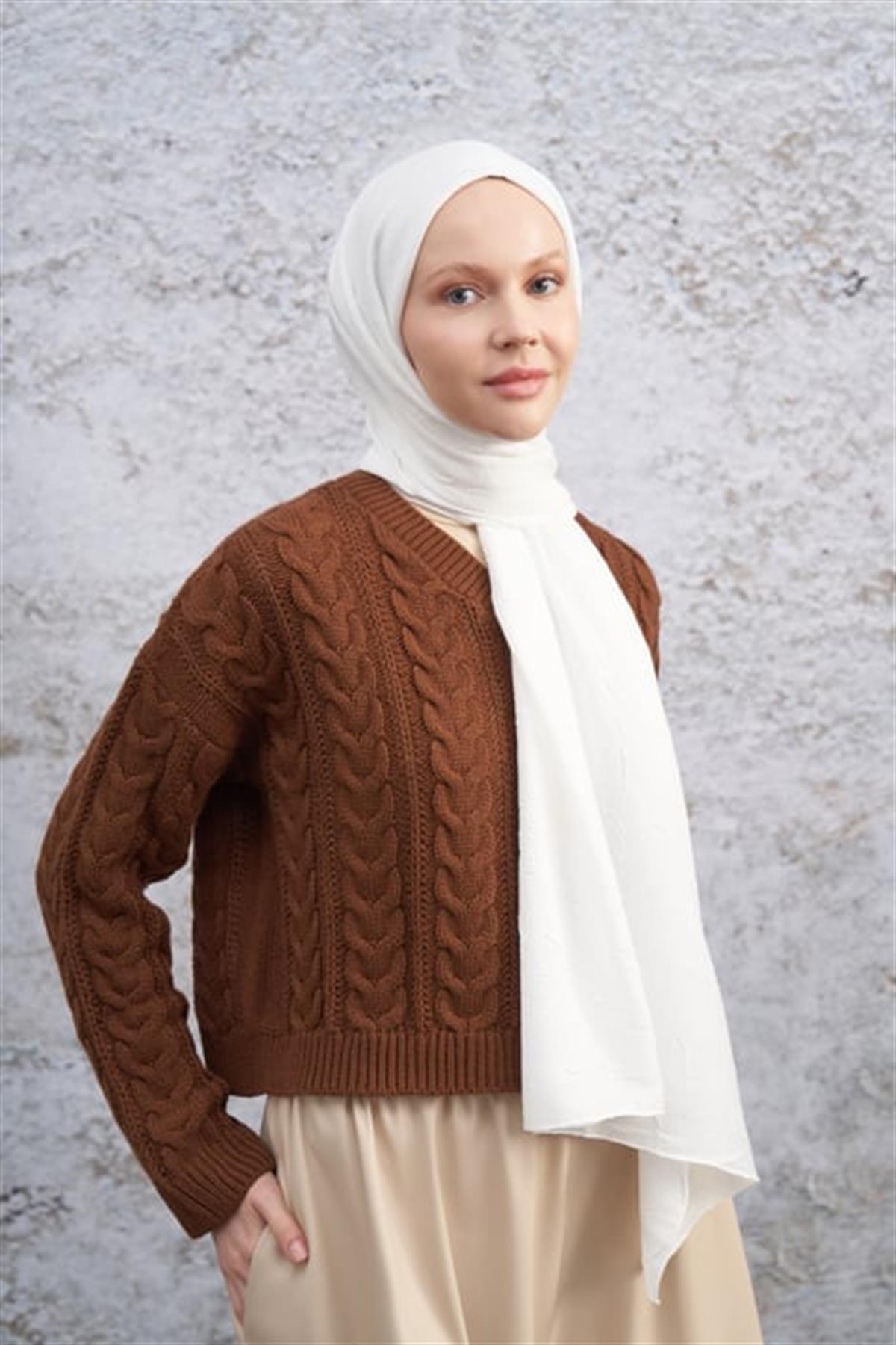 Armanda Bambu Kraş Şal 3285-Krem