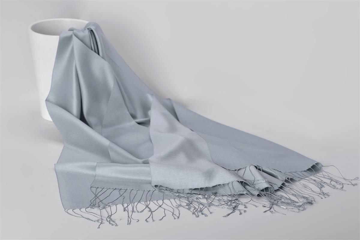 Armanda Çift Taraflı Düz Renk İpek Şal 3011-Gri