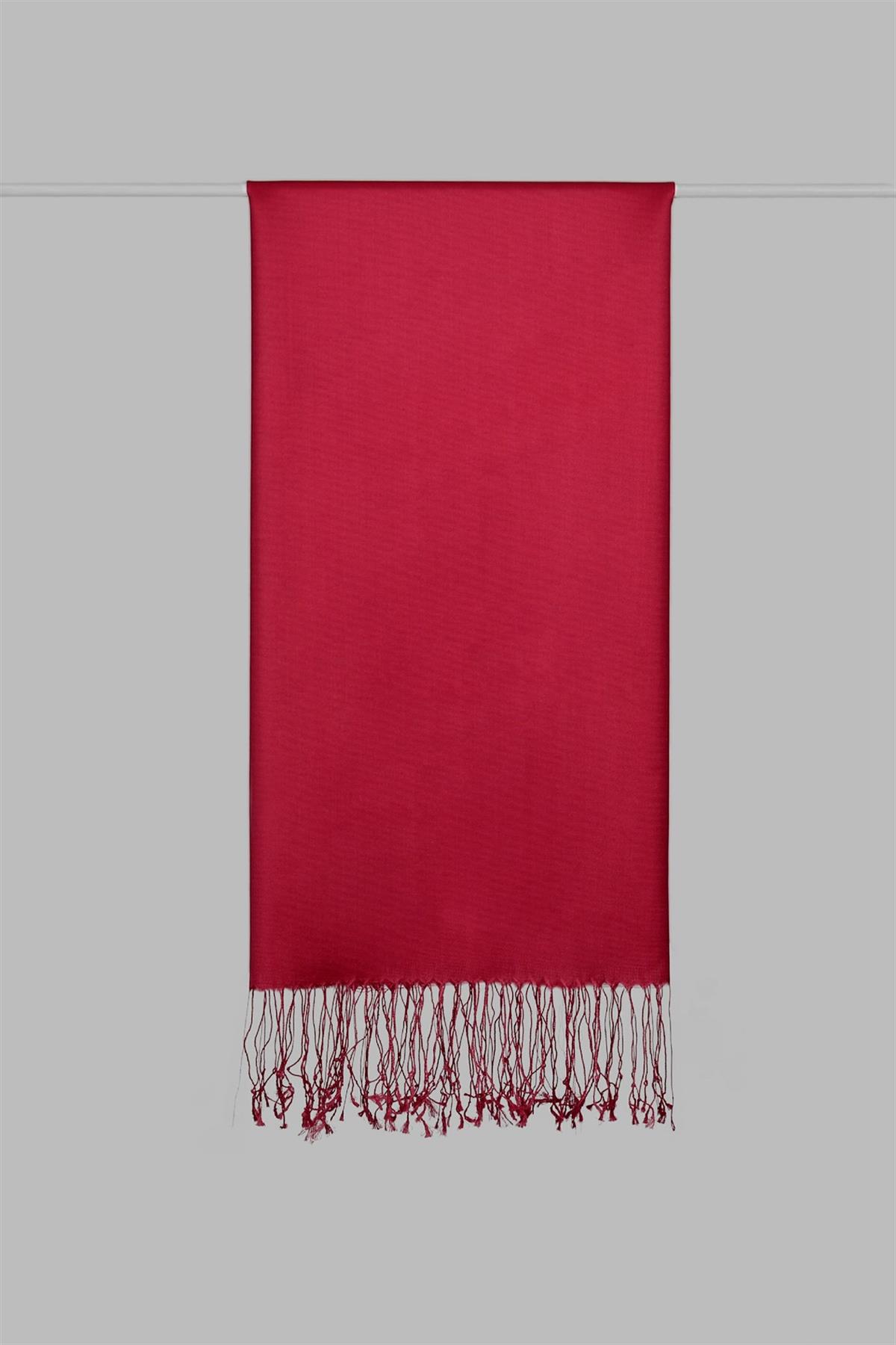 Armanda Çift Taraflı Düz Renk İpek Şal 3011-Kırmızı