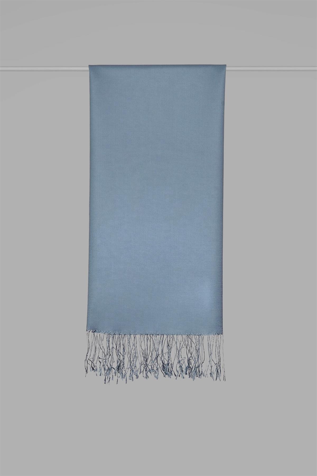 Armanda Çift Taraflı Düz Renk İpek Şal 3011-Kot Mavisi