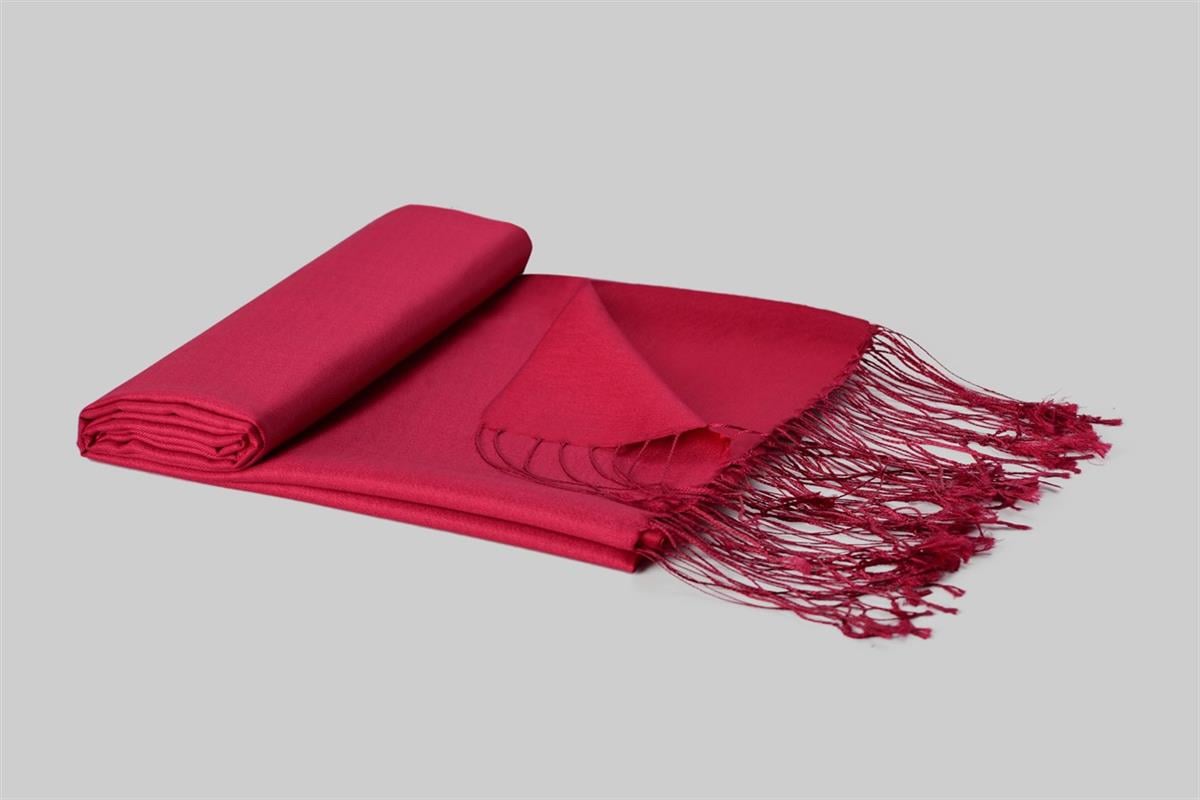 Armanda Çift Taraflı Düz Renk İpek Şal 3011-Kırmızı