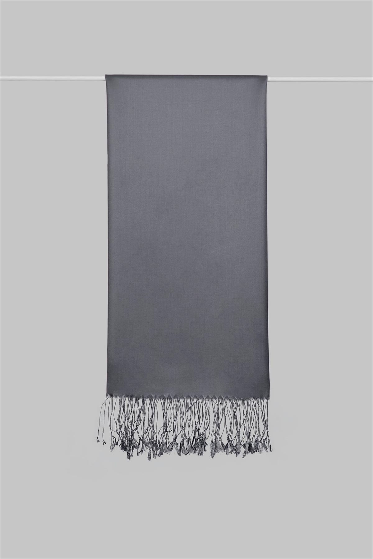 Armanda Çift Taraflı Düz Renk İpek Şal 3011-Füme