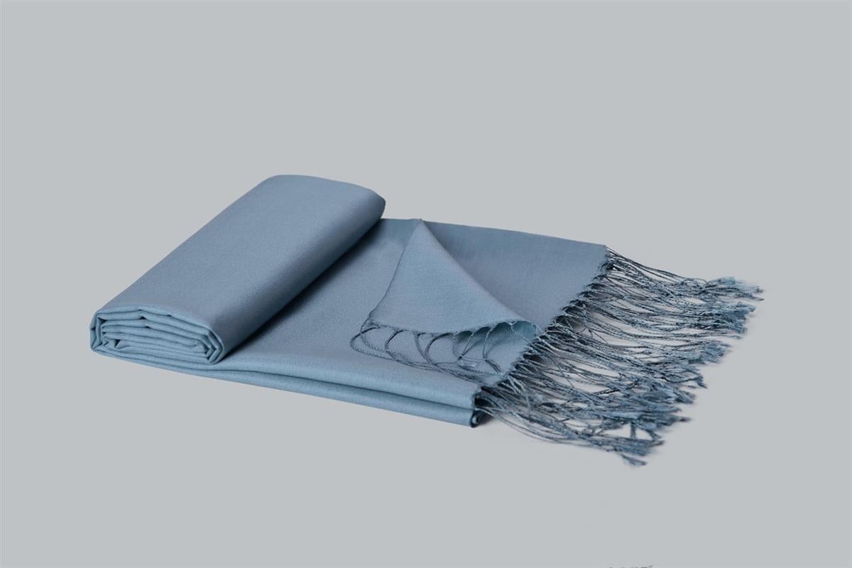 Armanda Çift Taraflı Düz Renk İpek Şal 3011-Kot Mavisi