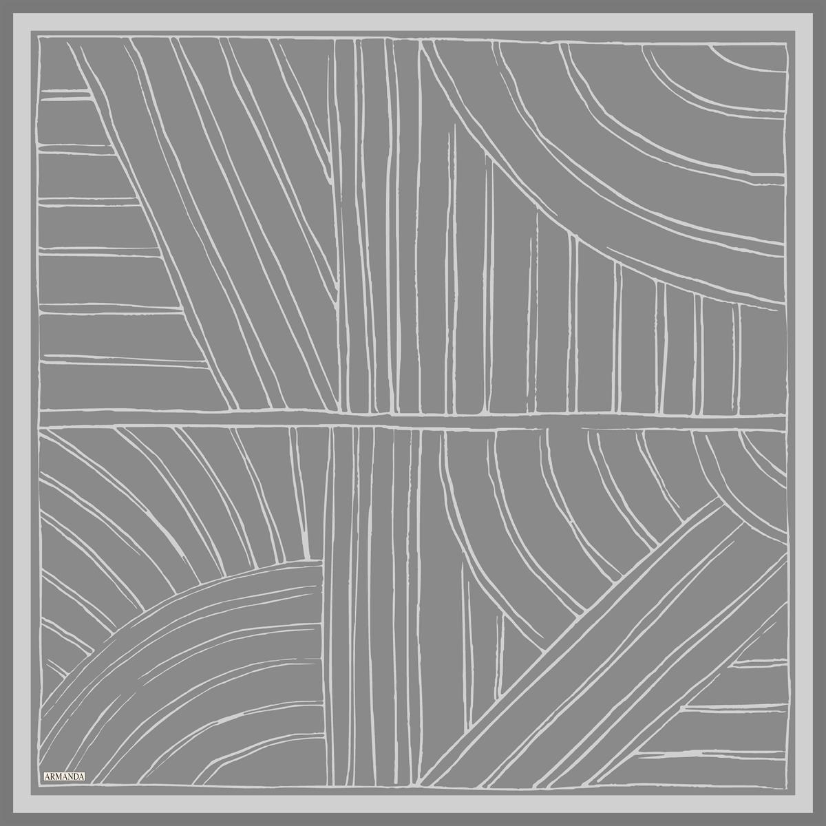 Armanda Çift Taraflı Marbling Desen Tivil İpek Eşarp 4309-Gri Füme