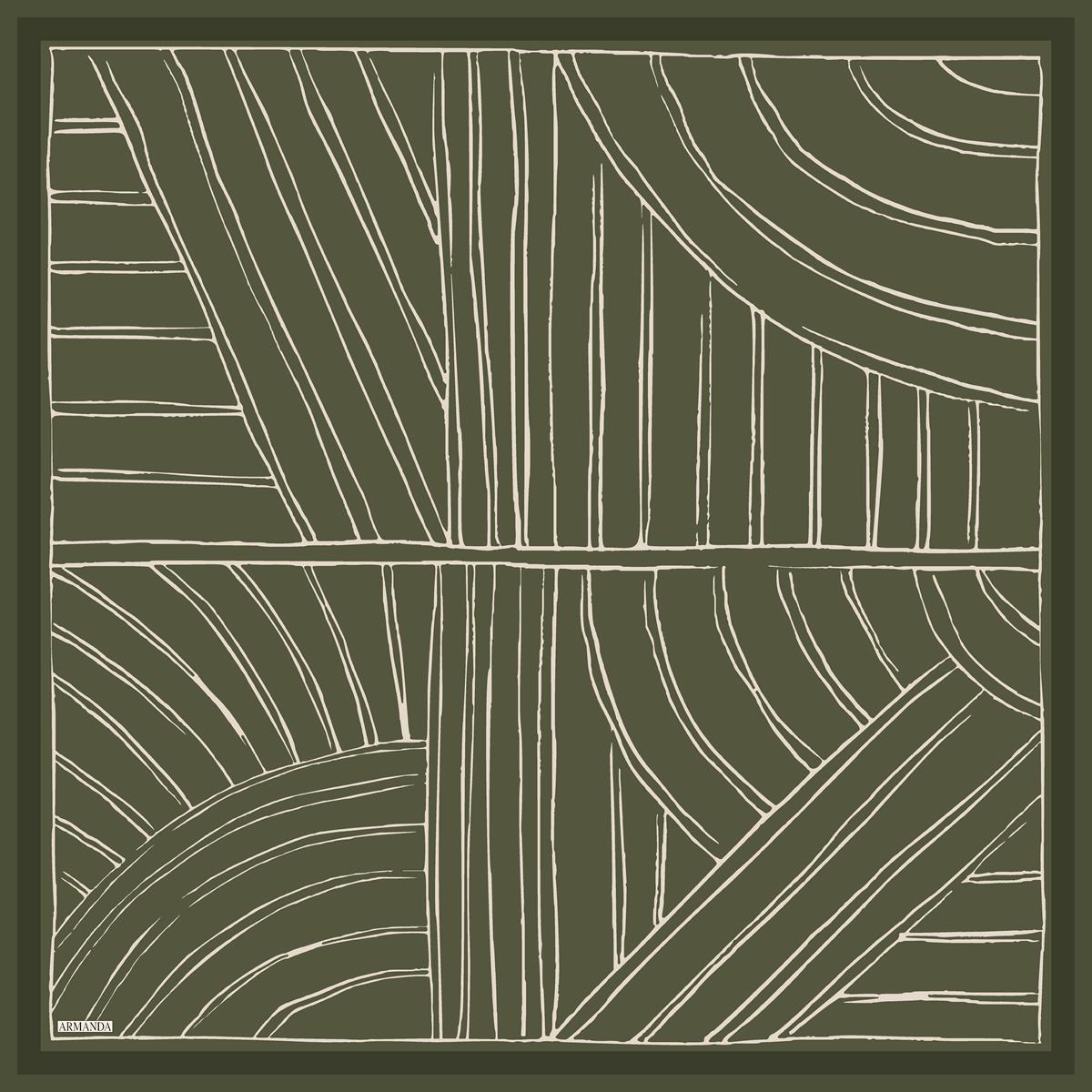 Armanda Çift Taraflı Marbling Desen Tivil İpek Eşarp 4309-Keten Yeşili