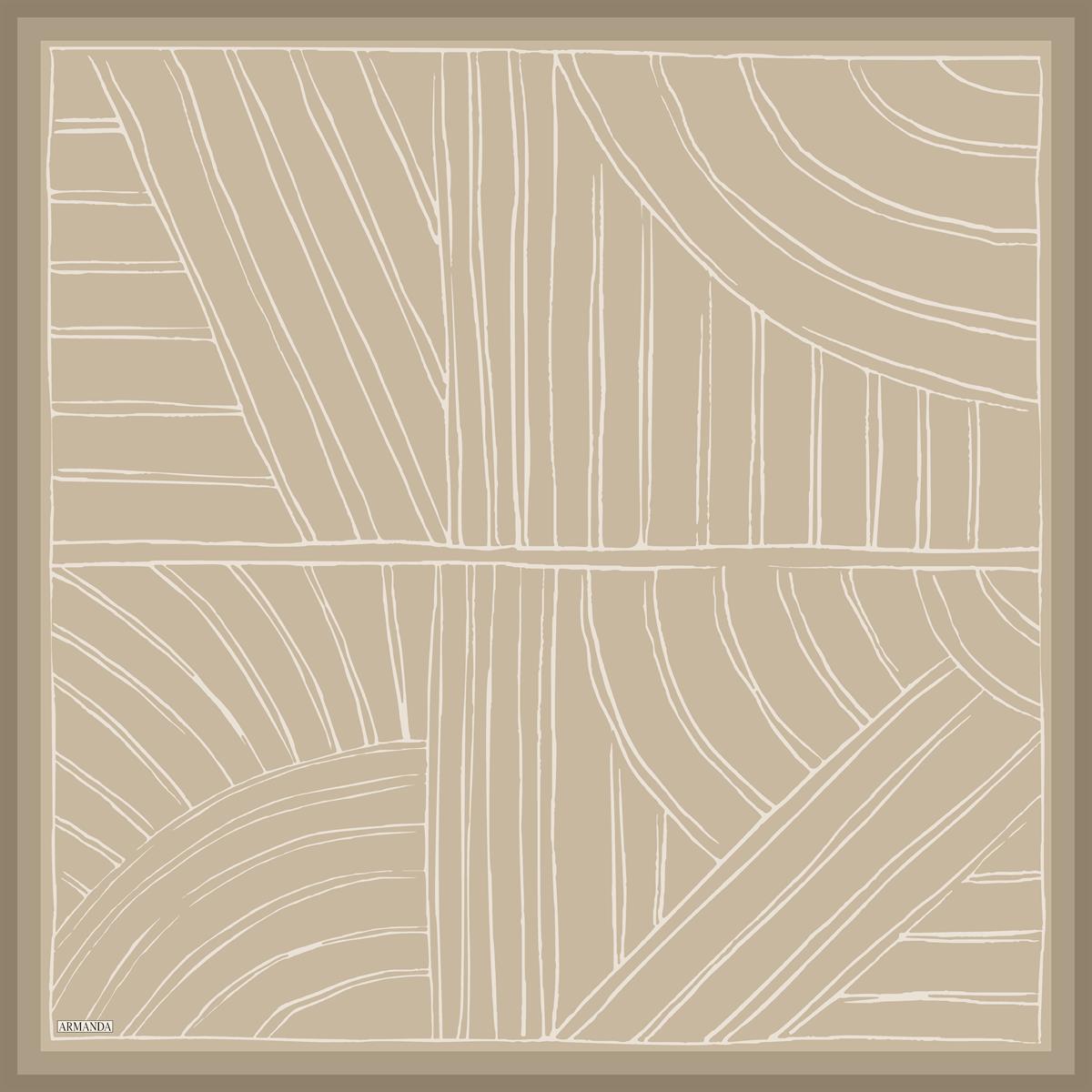 Armanda Çift Taraflı Marbling Desen Tivil İpek Eşarp 4309-Vizon