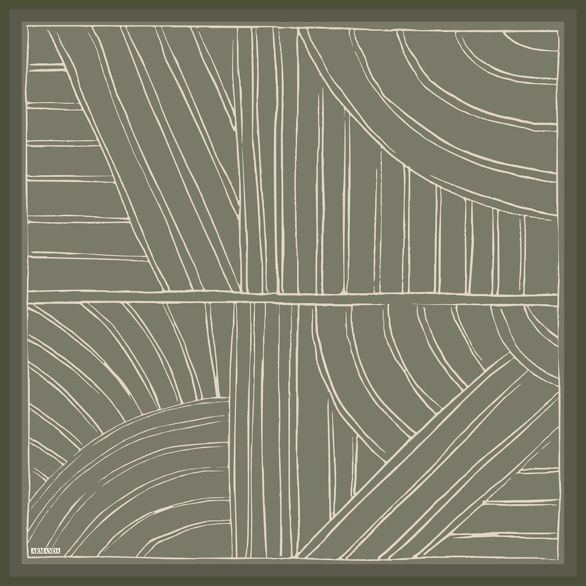 Armanda Çift Taraflı Marbling Desen Tivil İpek Eşarp 4309-Keten Yeşili