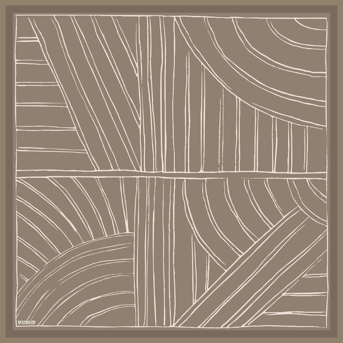 Armanda Çift Taraflı Marbling Desen Tivil İpek Eşarp 4309-Vizon