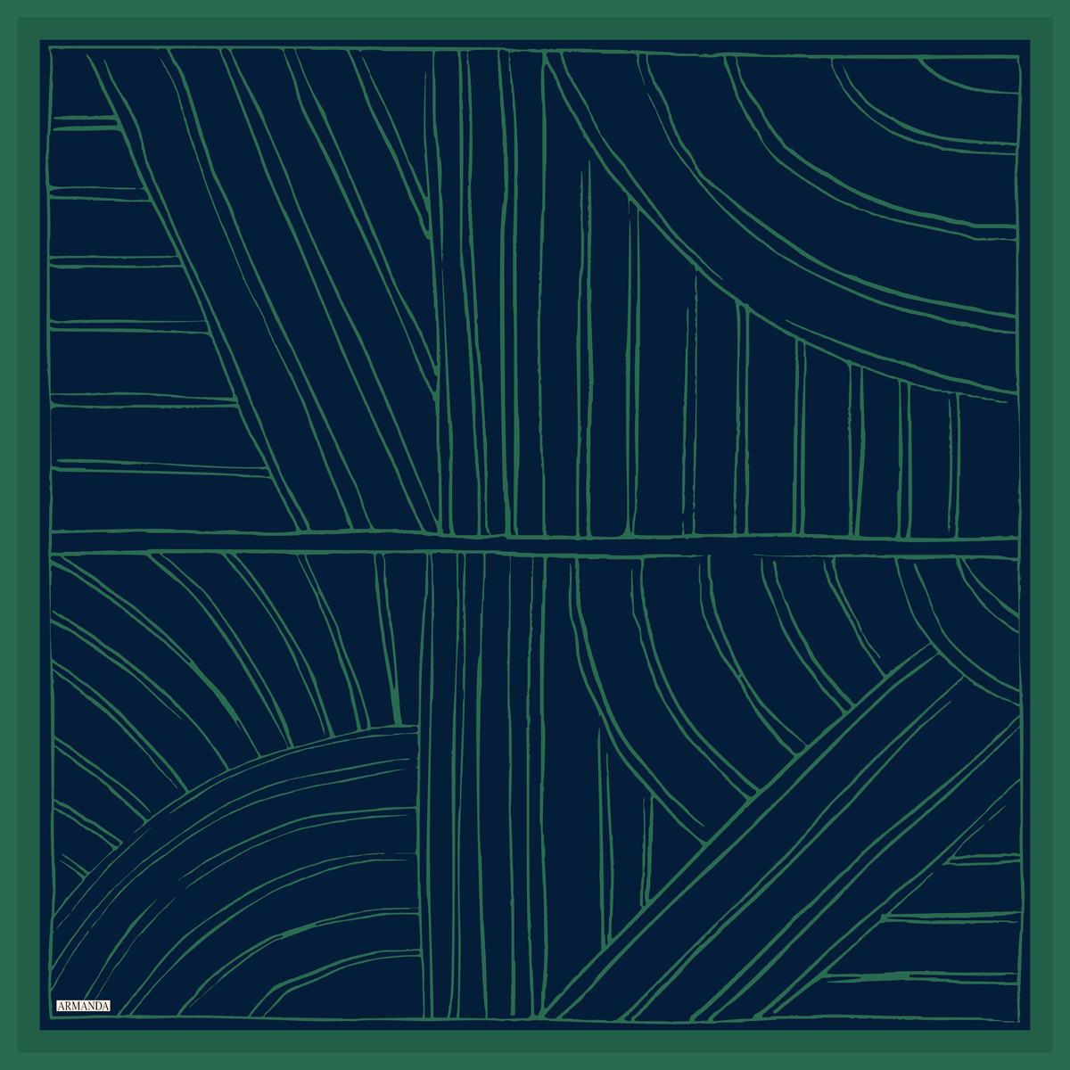 Armanda Çift Taraflı Marbling Desen Tivil İpek Eşarp 4309-Lacivert Benetton