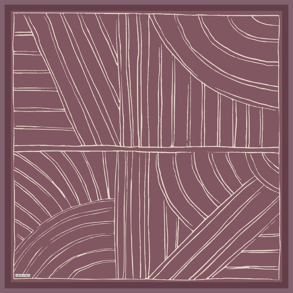 Armanda Çift Taraflı Marbling Desen Tivil İpek Eşarp 4309-Koyu Pudra -Gül Kurusu