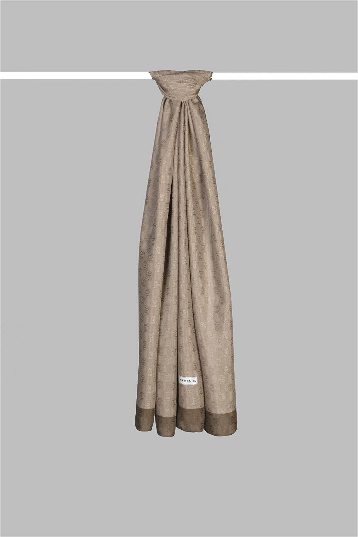 Armanda Dama Monogram Desenli Şal 3041-vizon