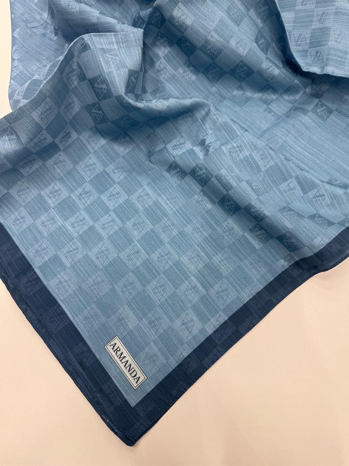Armanda Dama Monogram Şal 3370-Kot Mavi