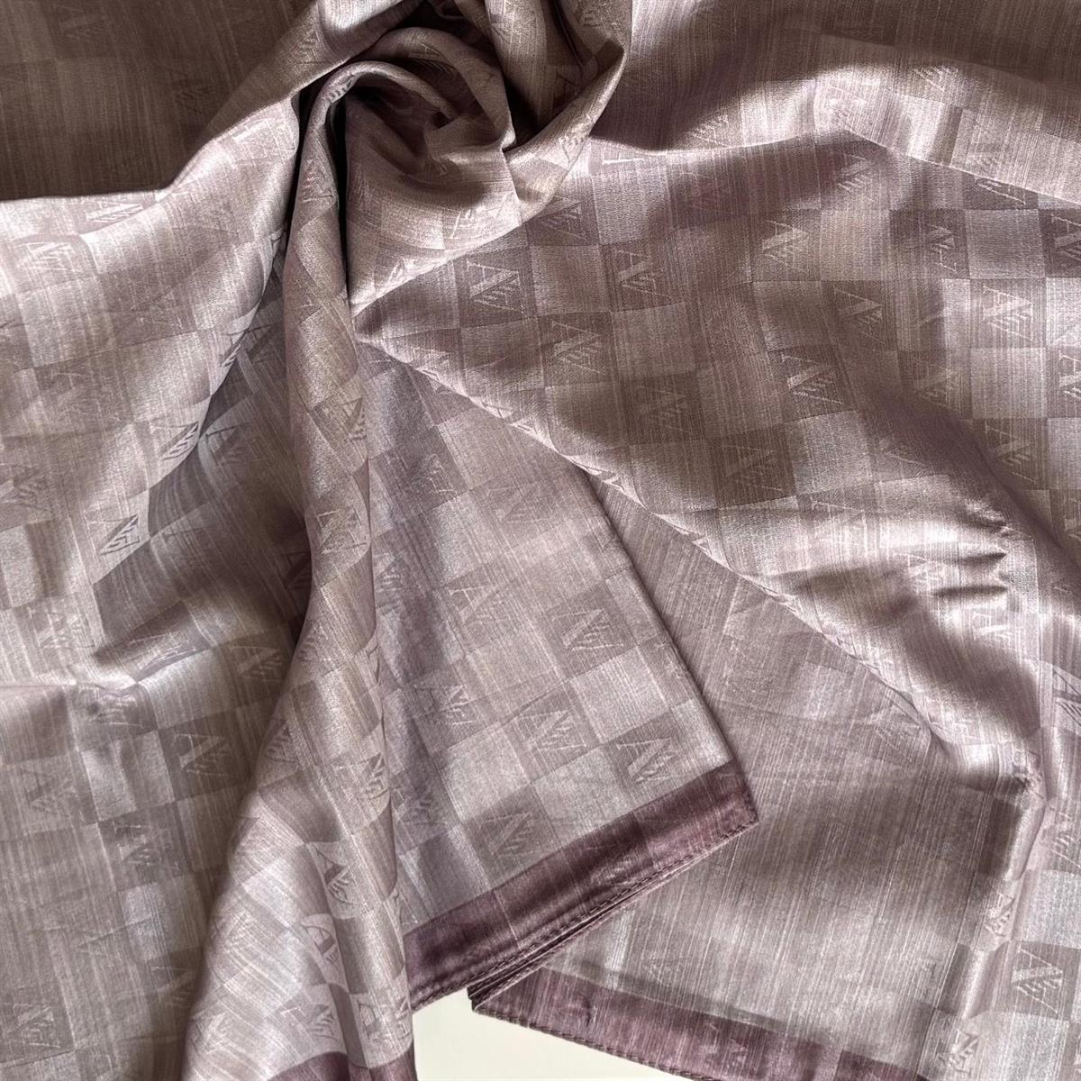 Armanda Dama Monogram Şal 3370-Sisli Pudra