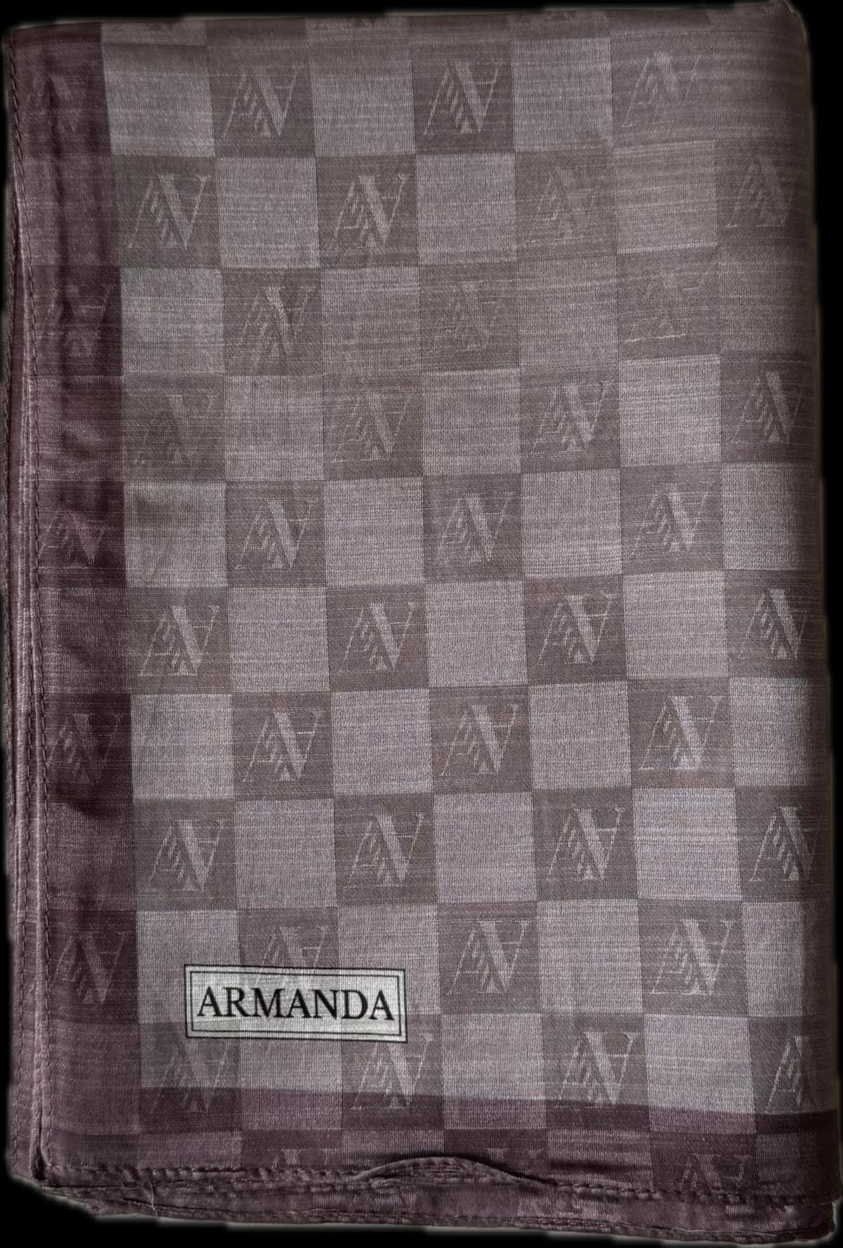 Armanda Dama Monogram Şal 3370-Sisli Pudra