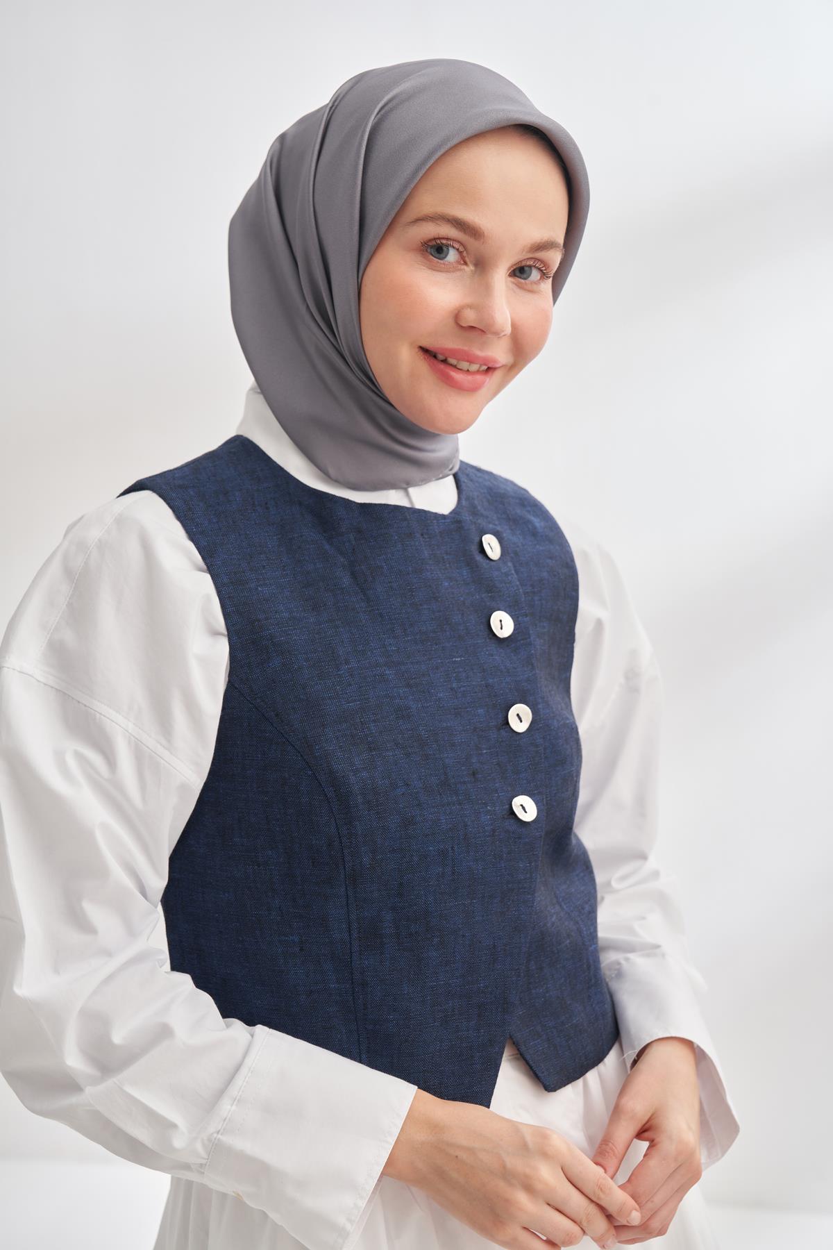 Armanda Düz Renk Tivil İpek Eşarp 4400-Füme