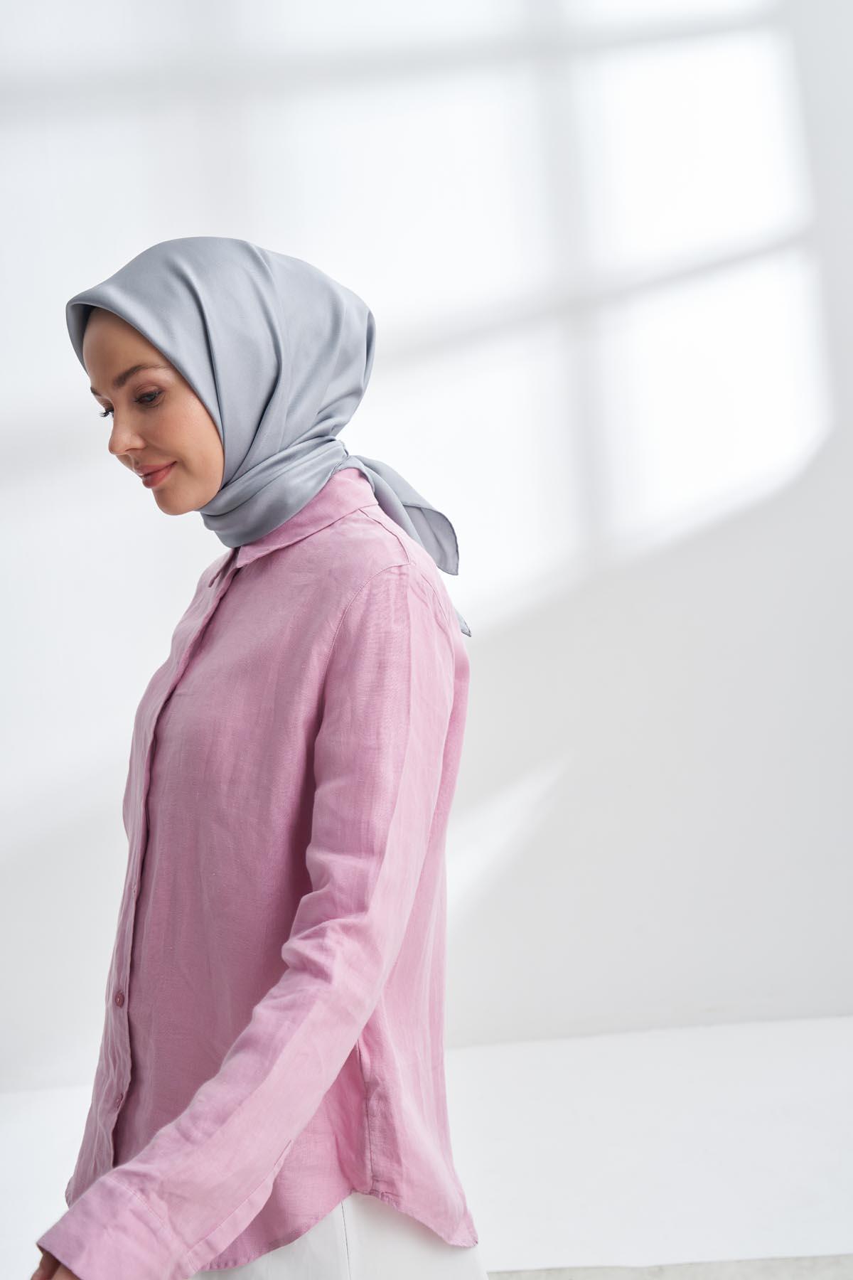 Armanda Düz Renk Tivil İpek Eşarp 4400-Gri