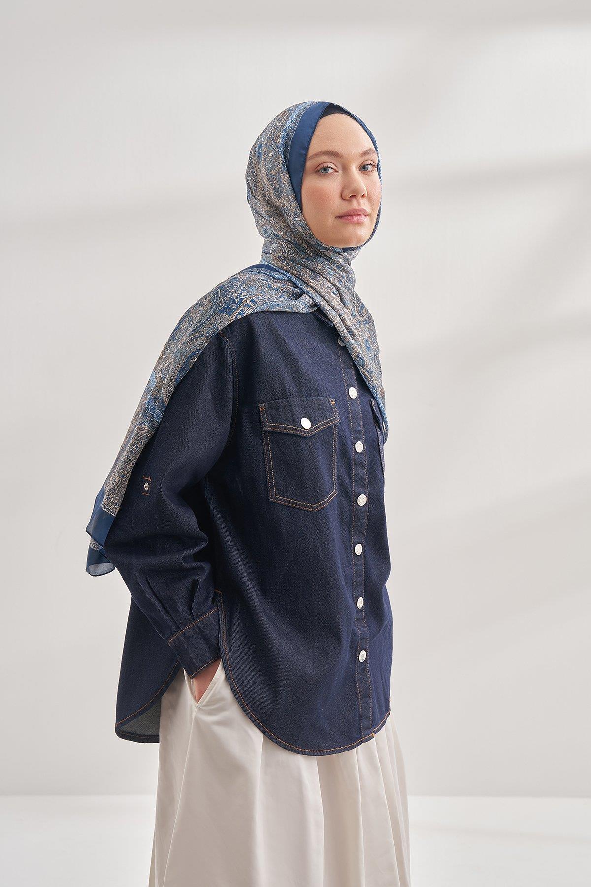 Armanda Etro Etnik Desen Şal 6036-lacivert