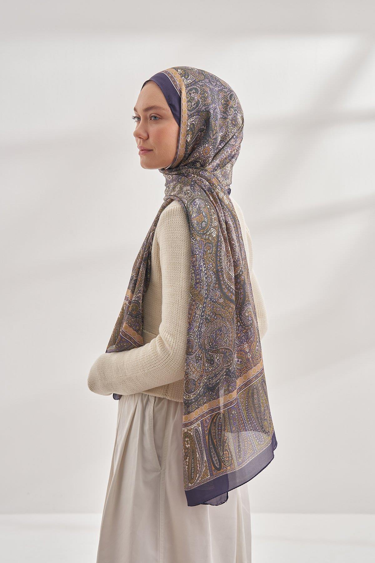 Armanda Etro Etnik Desen Şal 6036-Mürdüm