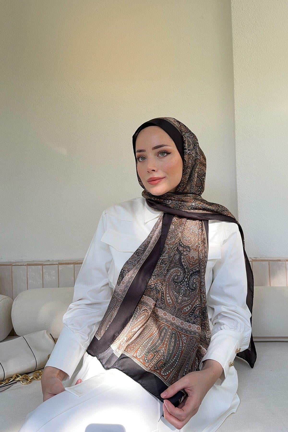 Armanda Etro Etnik Desen Şal 6036-Siyah Vizon