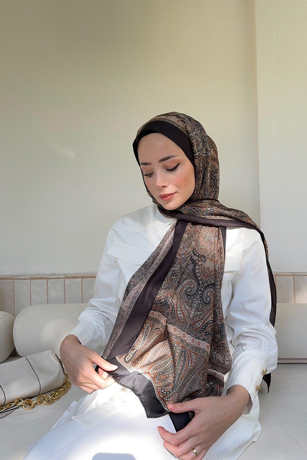 Armanda Etro Etnik Desen Şal 6036-Siyah Vizon