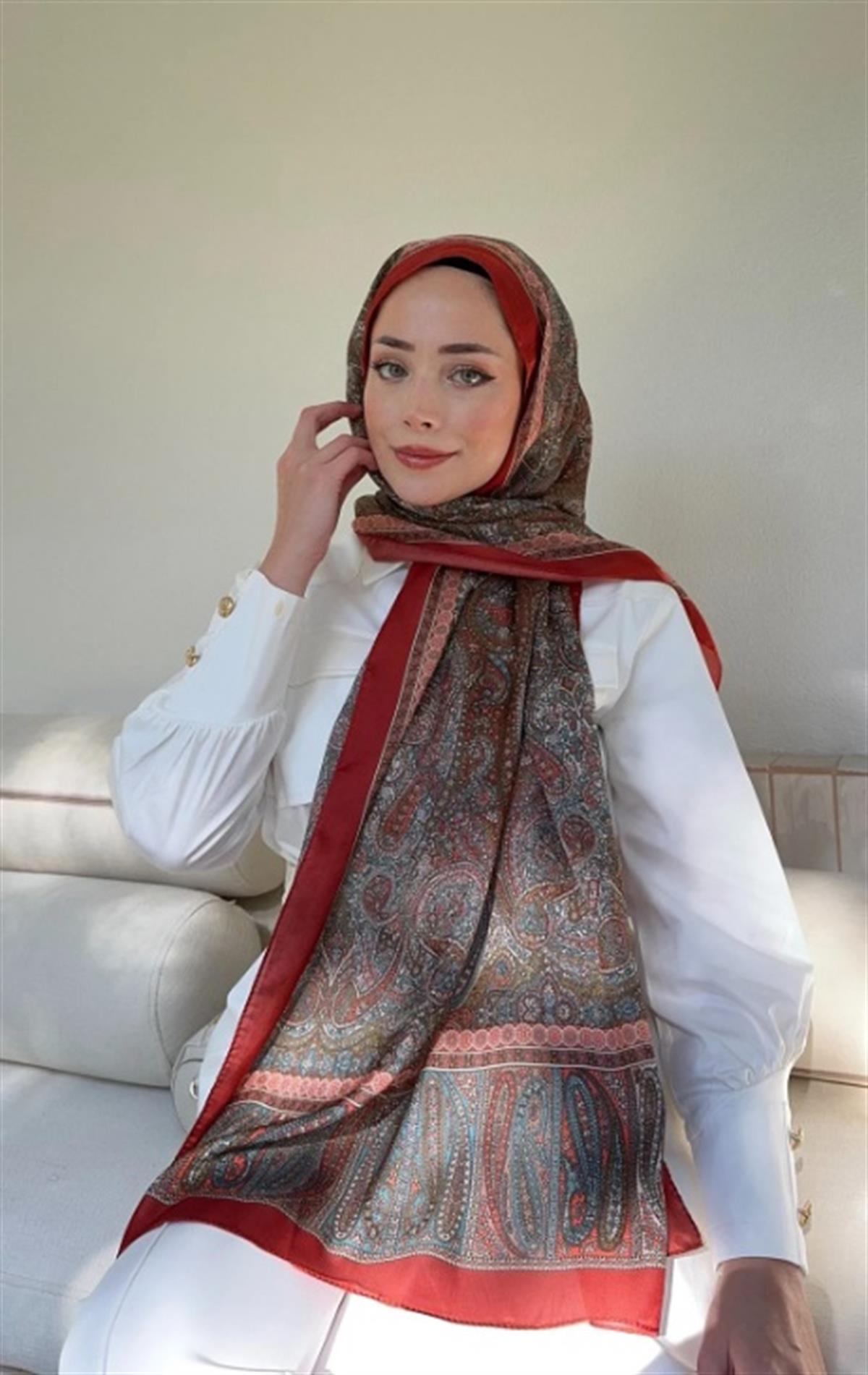 Armanda Etro Etnik Desen Şal 6036-Kiremit