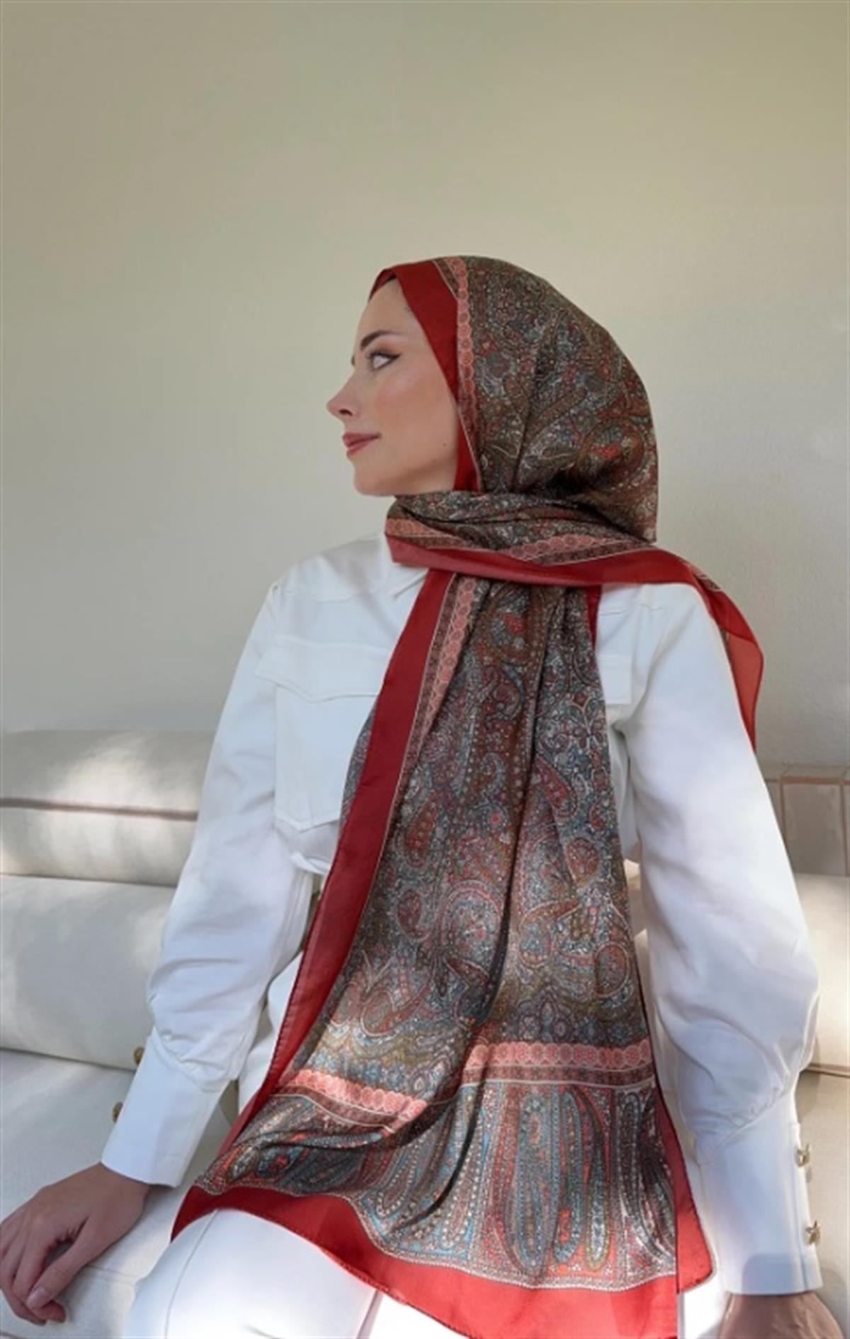 Armanda Etro Etnik Desen Şal 6036-Kiremit