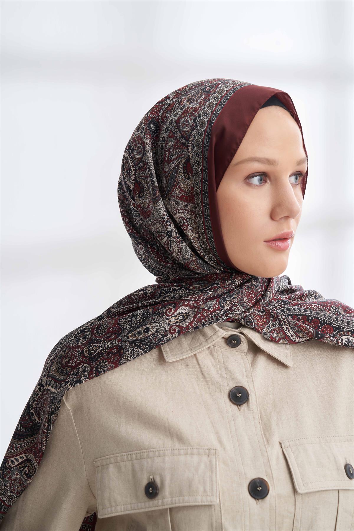 Armanda Etro Etnik Desen Şal 6036-Kızıl Bordo