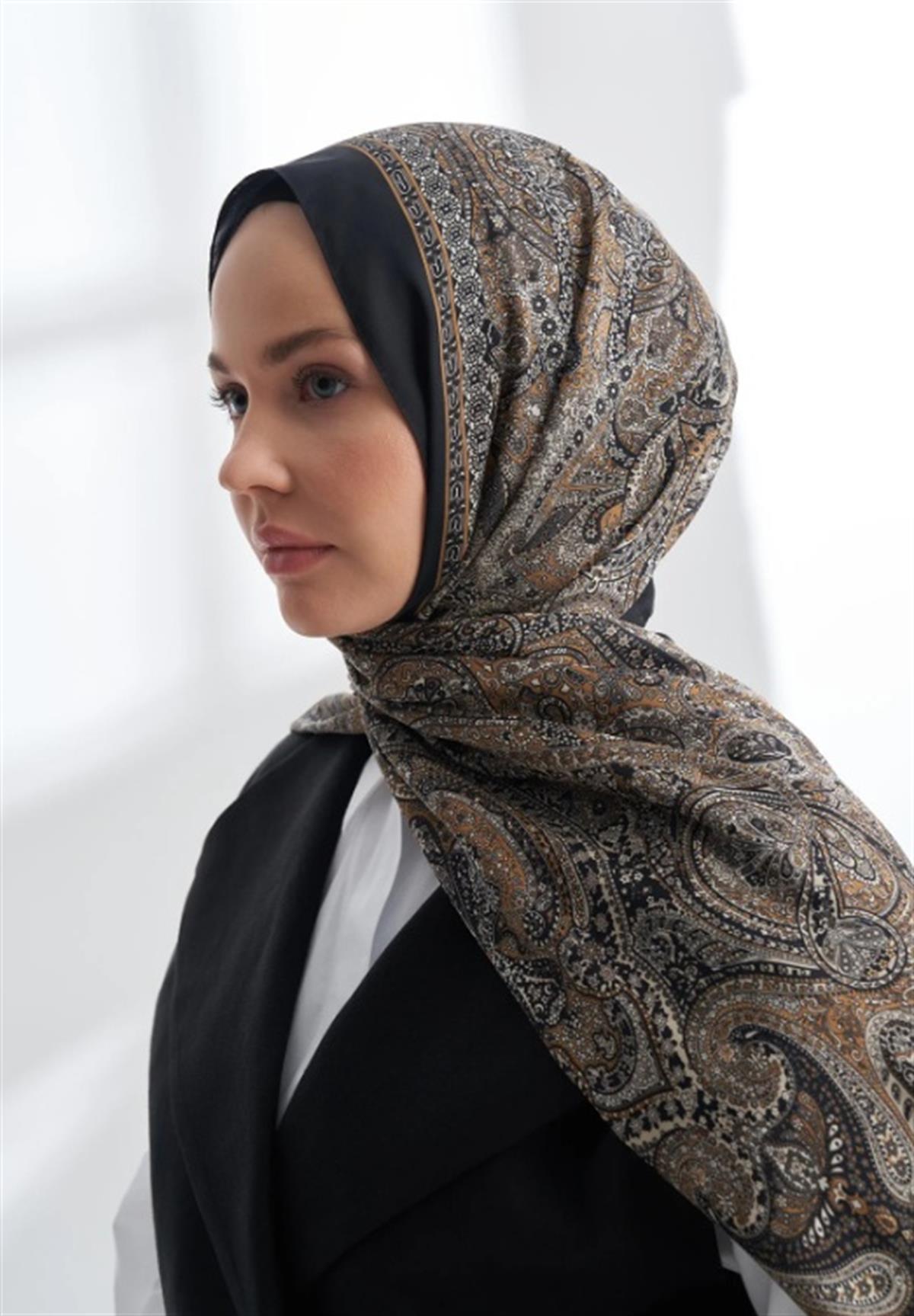 Armanda Etro Etnik Desen Şal 6036-Siyah Altın