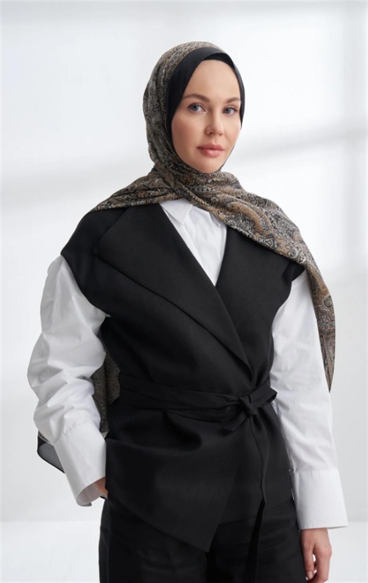 Armanda Etro Etnik Desen Şal 6036-Siyah Altın