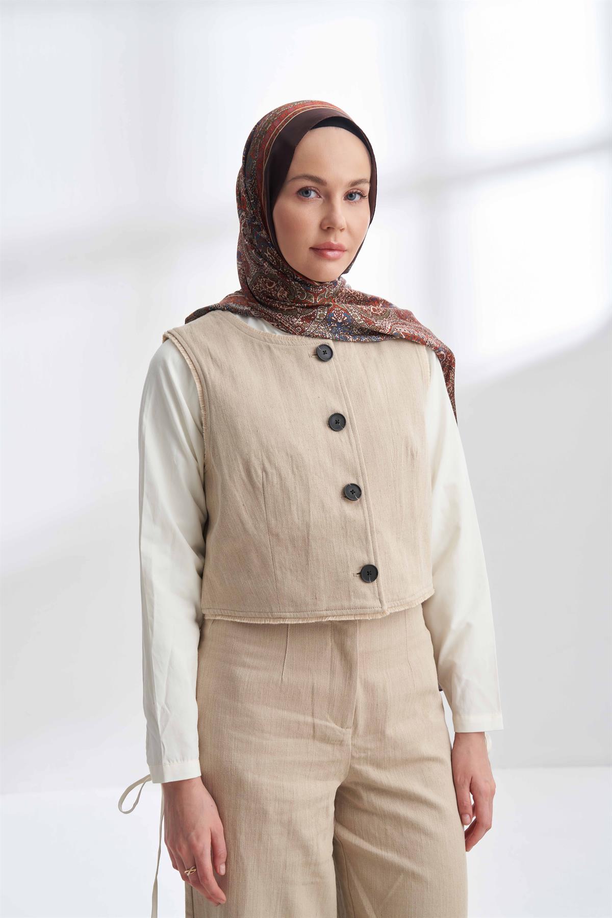 Armanda Etro Etnik Desen Şal 6036-Yeni Acı Kahve