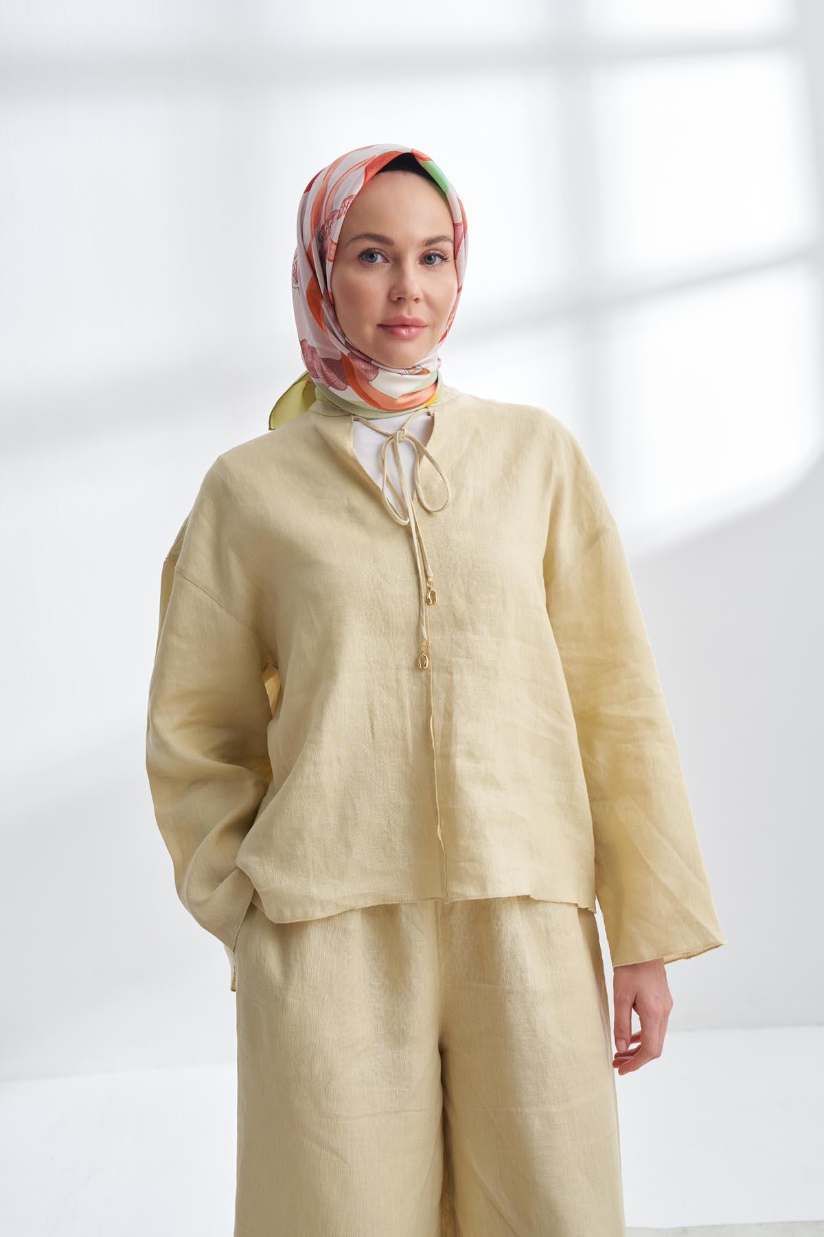 Armanda Fior Desen Tivil İpek Eşarp 4324-Soft Yeşil