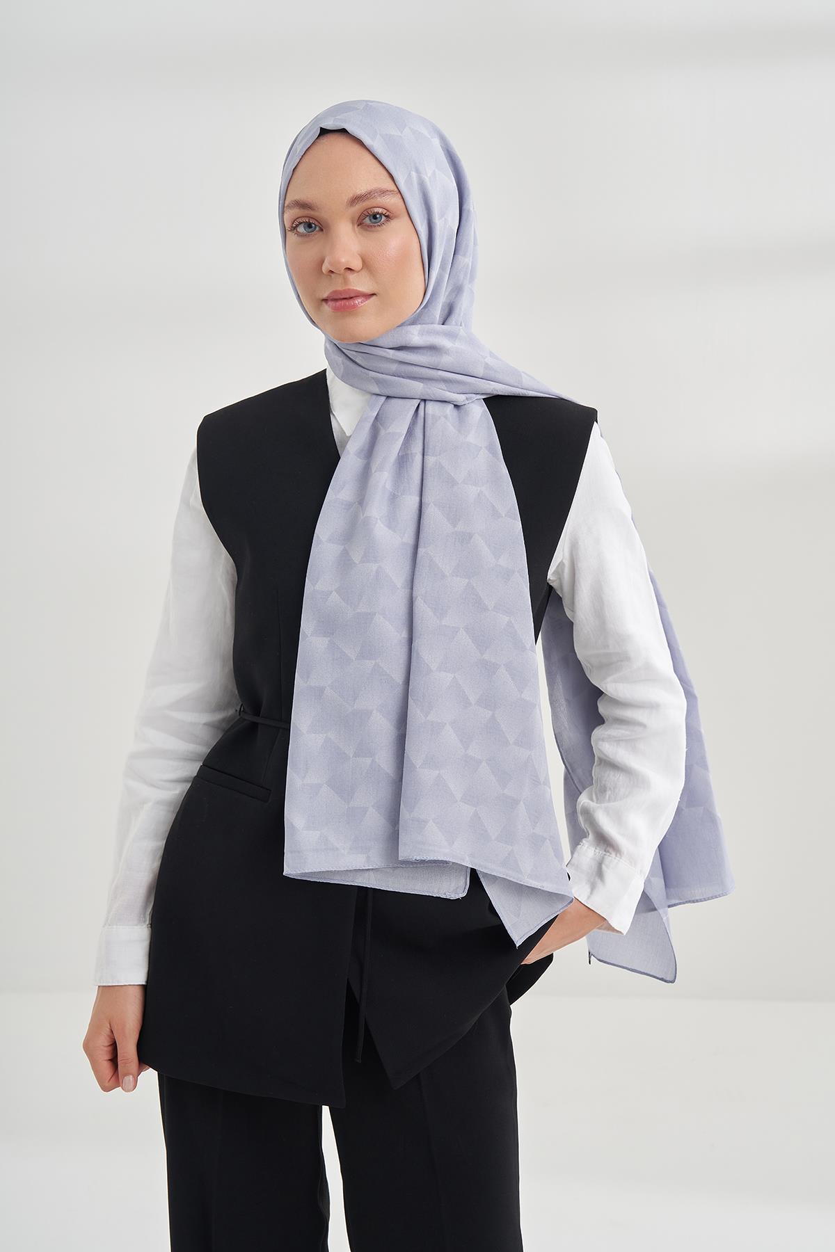 Armanda Geometrik Desen Şal 3120-Gümüş
