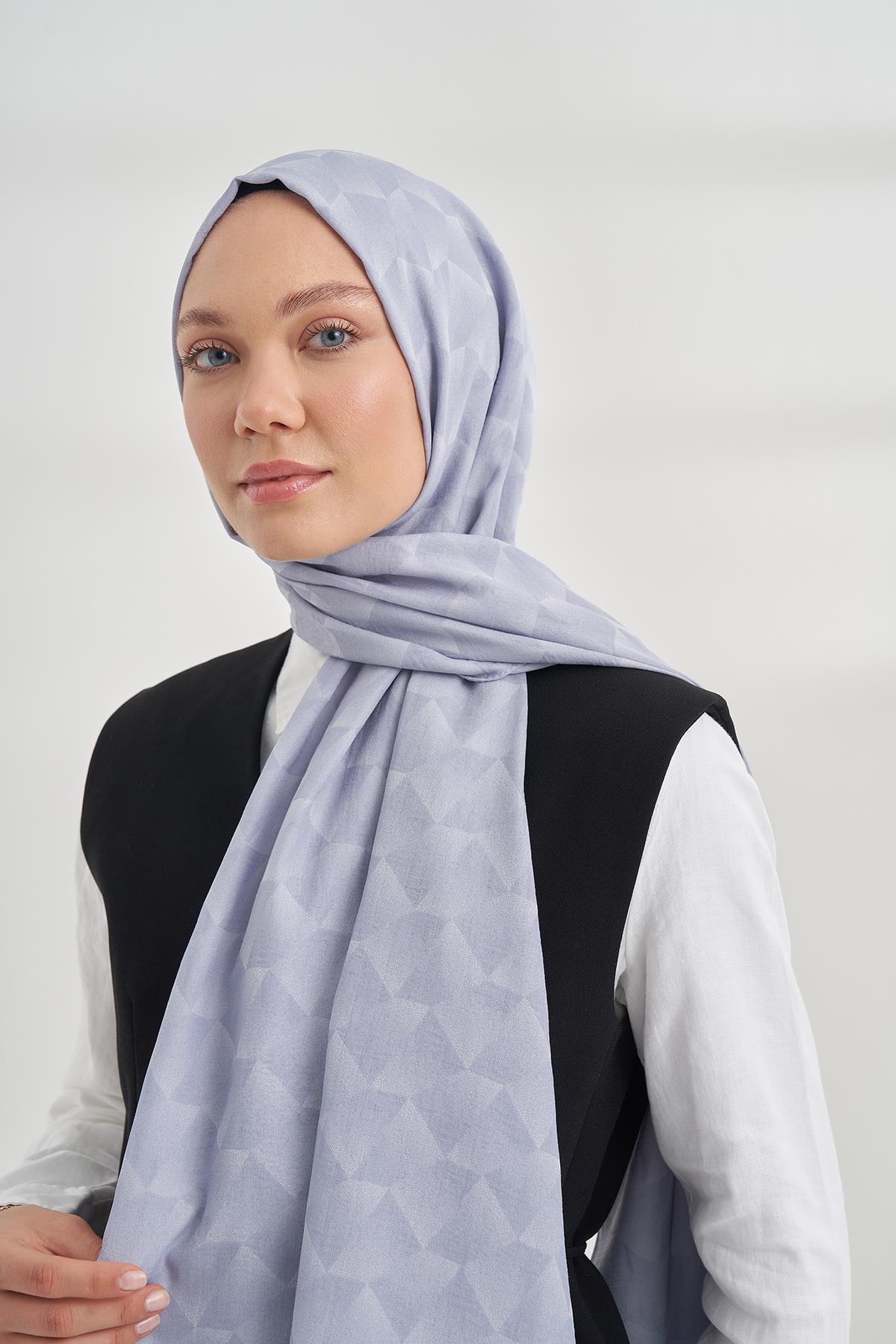 Armanda Geometrik Desen Şal 3120-Gümüş